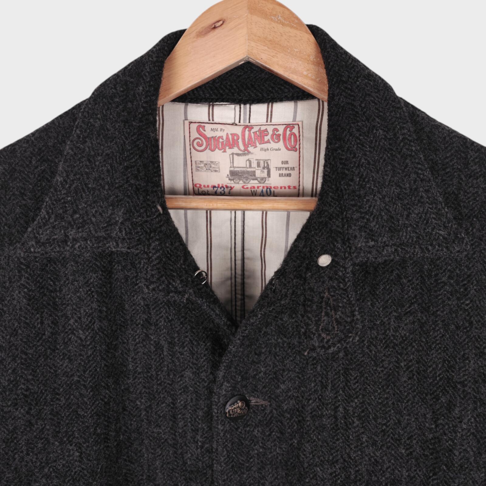 SUGAR CANE Men's Made in Japan Grey Wool Chore Jacket