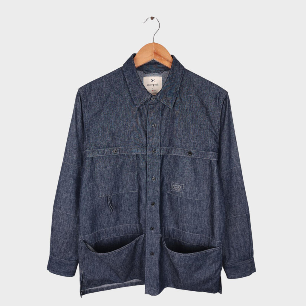SNOW PEAK Men's Blue Takibi Light Denim Utility Overshirt