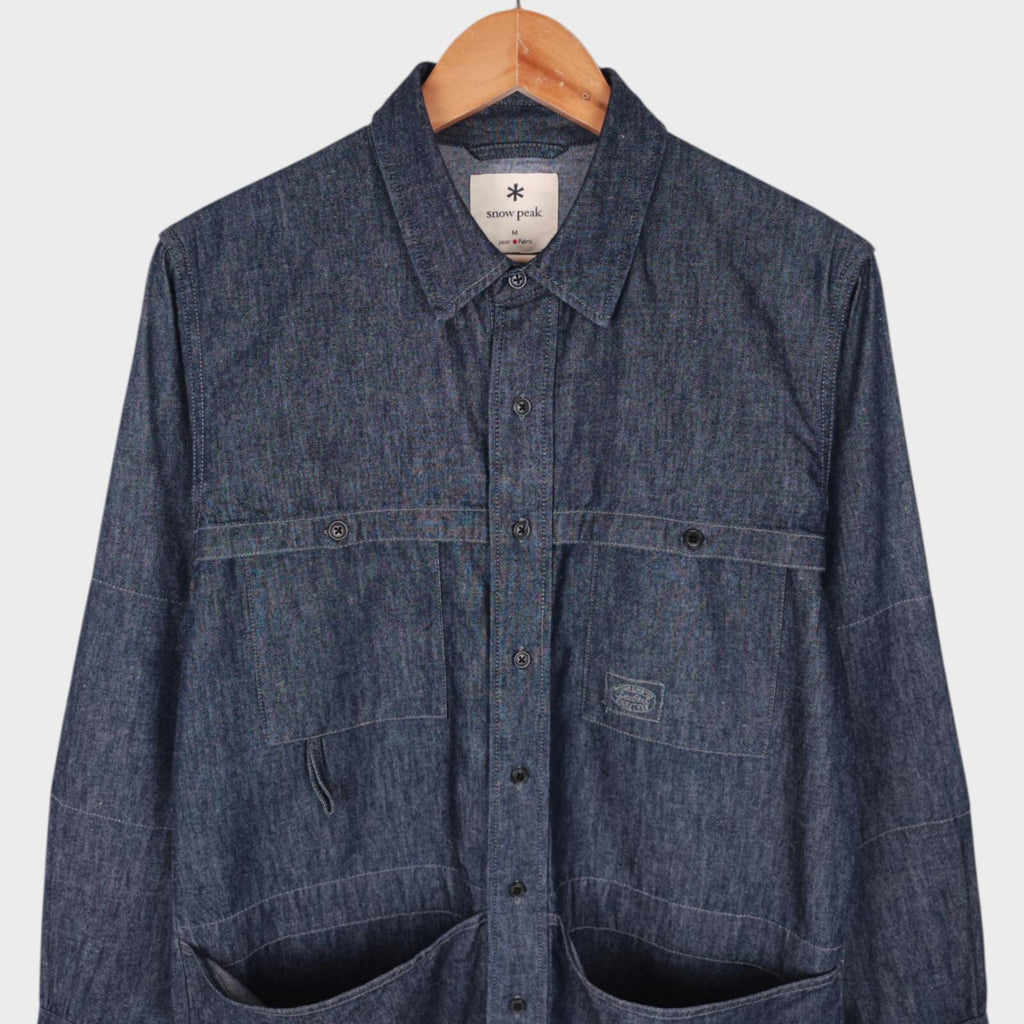 SNOW PEAK Men's Blue Takibi Light Denim Utility Overshirt