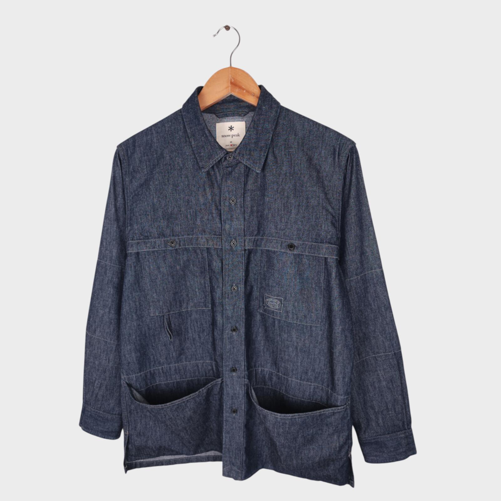SNOW PEAK Men's Blue Takibi Light Denim Utility Overshirt