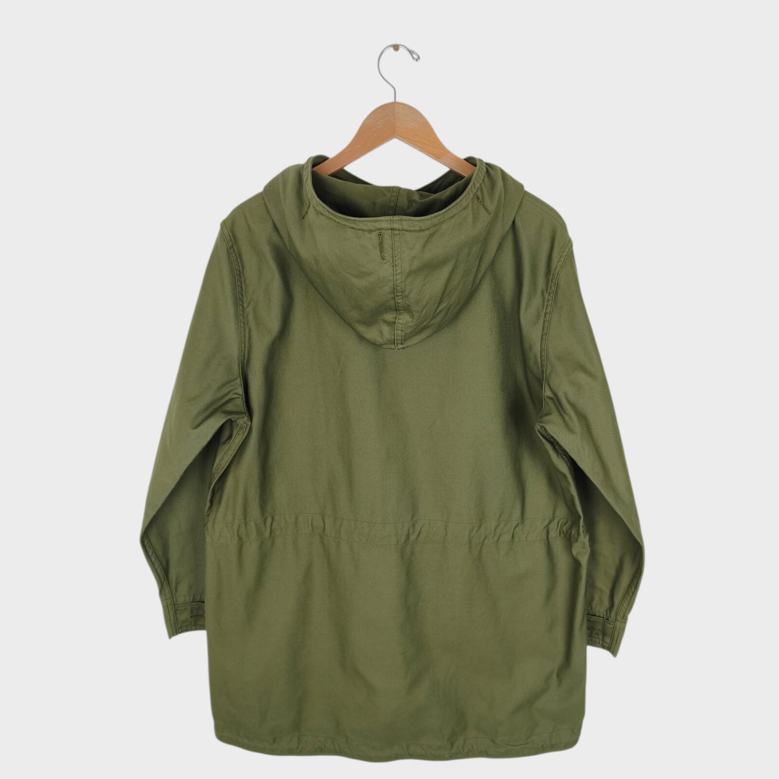 SPELLBOUND Men's Made in Japan Green Relaxed Fit Hooded Smock Parka Jacket