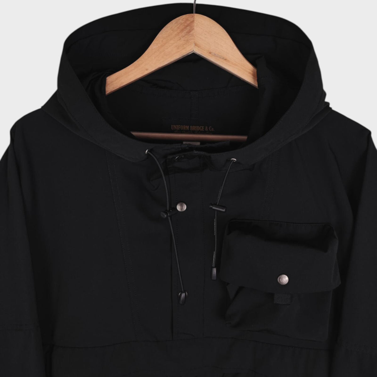 UNIFORM BRIDGE Men's Black Utility Anorak Smock Parka Jacket