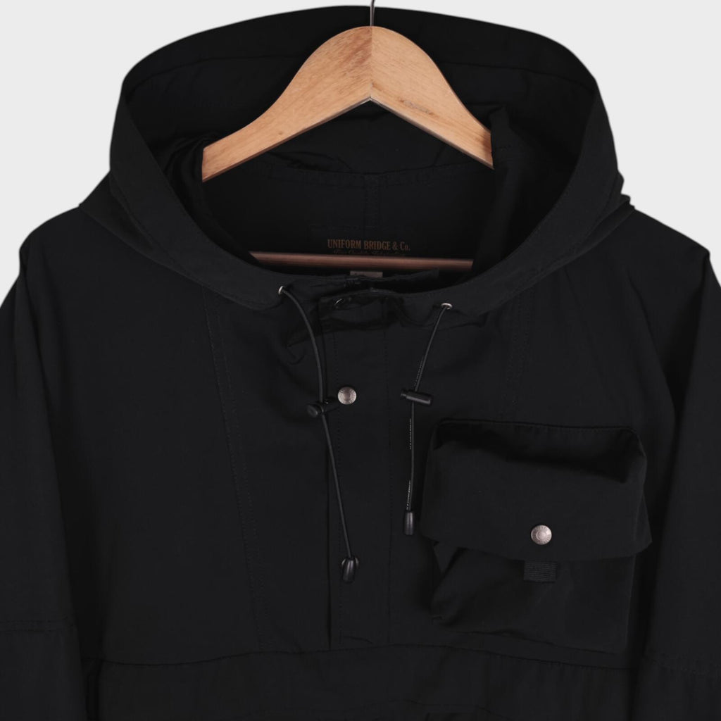UNIFORM BRIDGE Men's Black Utility Anorak Smock Parka Jacket