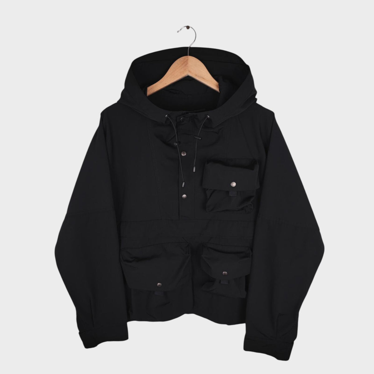 UNIFORM BRIDGE Men's Black Utility Anorak Smock Parka Jacket