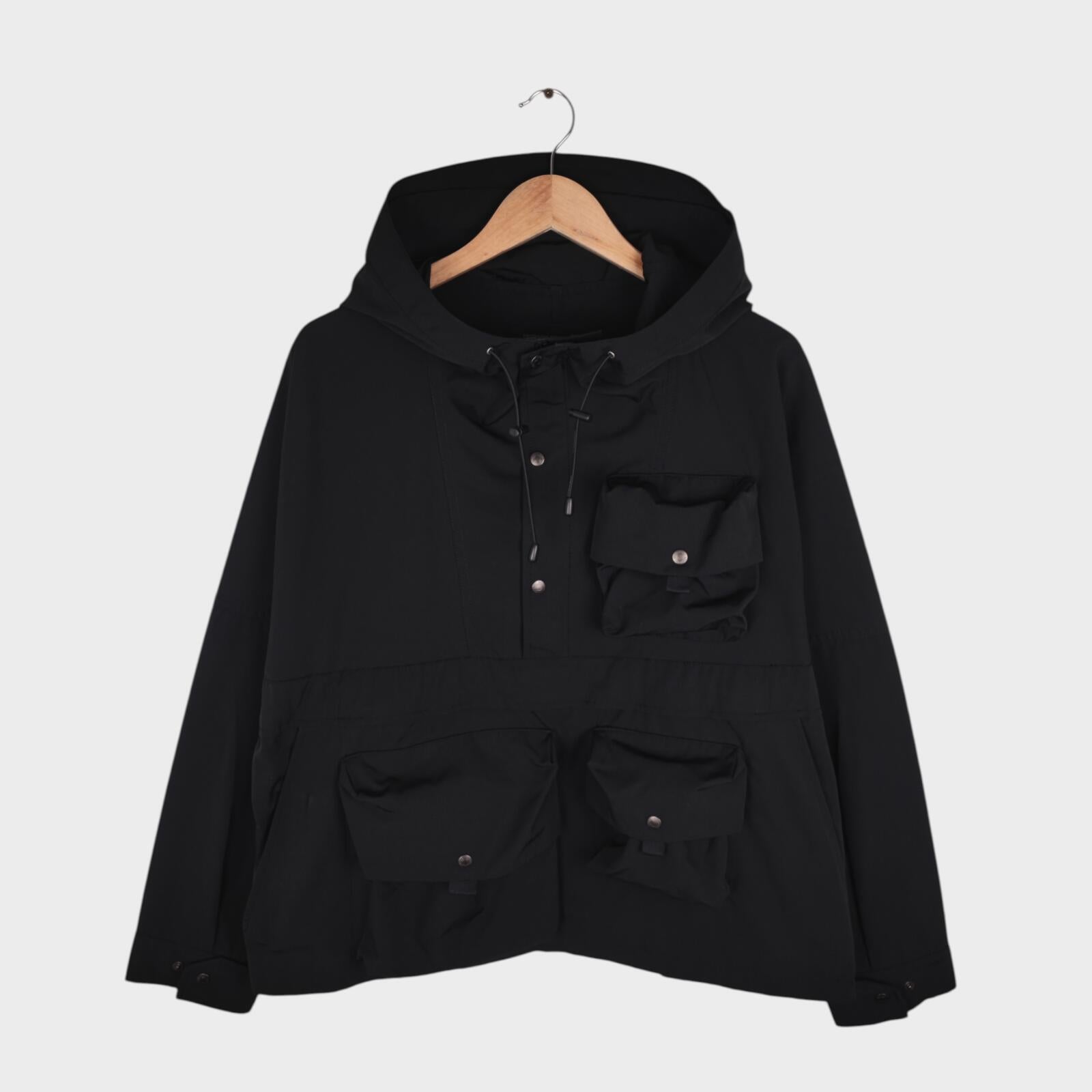 UNIFORM BRIDGE Men's Black Utility Anorak Smock Parka Jacket