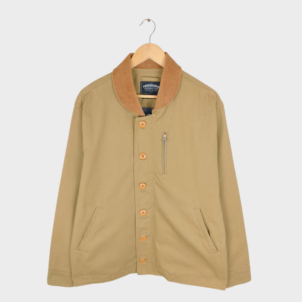 FRIZMWORKS Men's Beige Durable N-1 Deck Jacket
