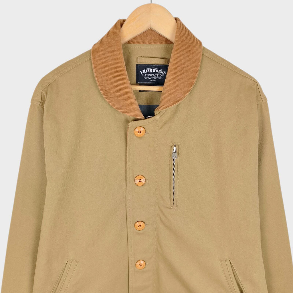 FRIZMWORKS Men's Beige Durable N-1 Deck Jacket