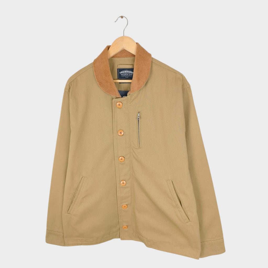 FRIZMWORKS Men's Beige Durable N-1 Deck Jacket