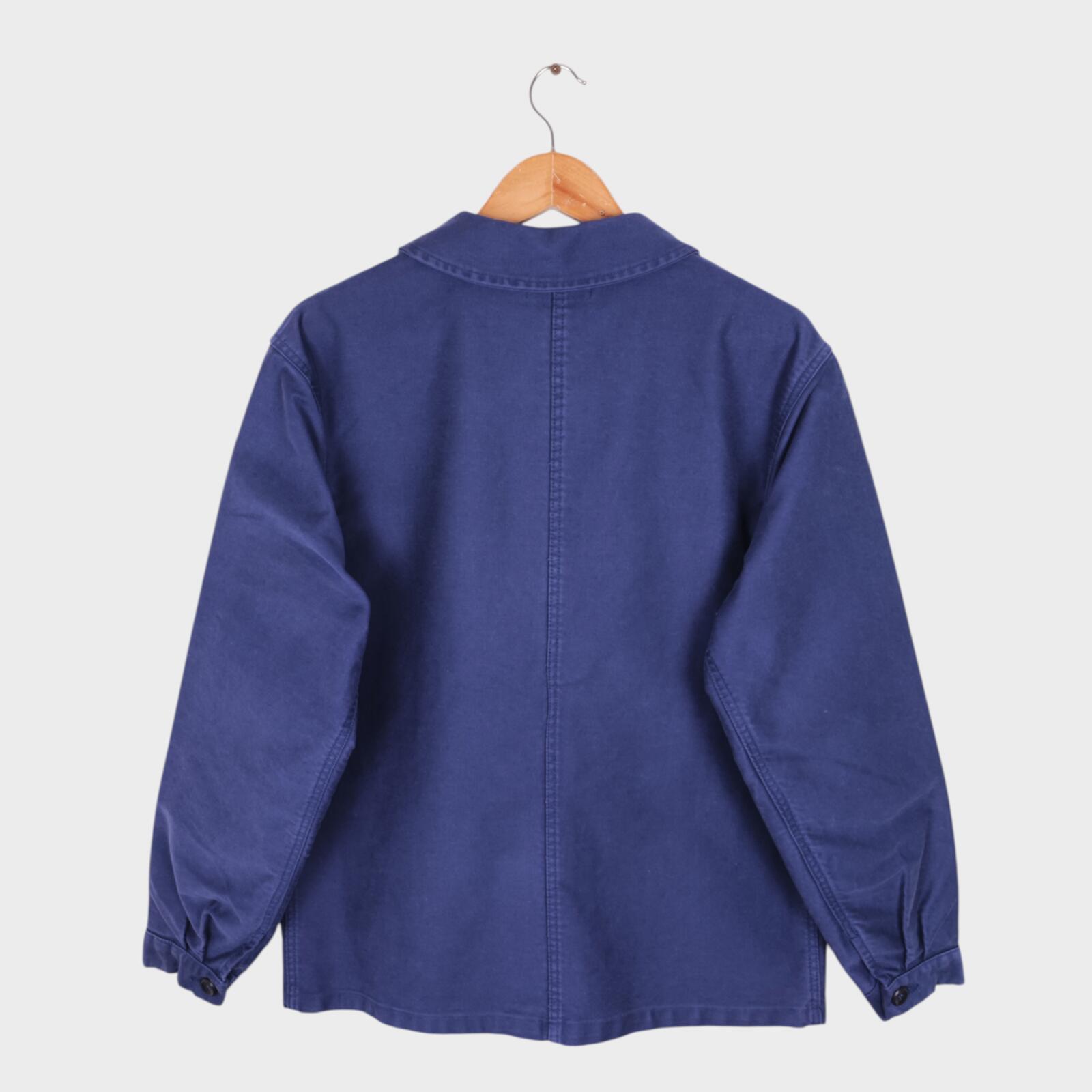 FLEURS DE BAGNE Men's Made in France Blue Heavyweight Moleskin Chore Jacket