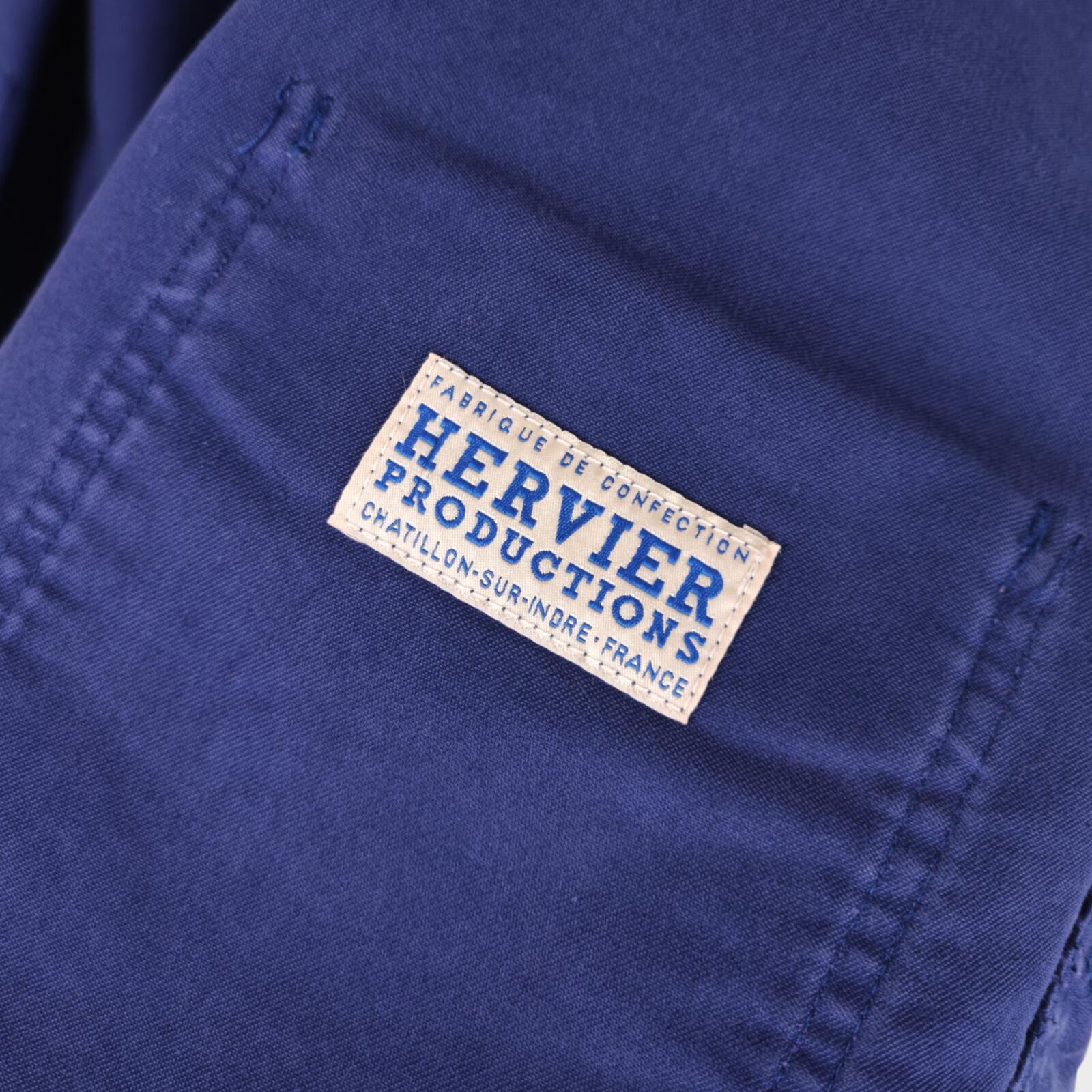 FLEURS DE BAGNE Men's Made in France Blue Heavyweight Moleskin Chore Jacket