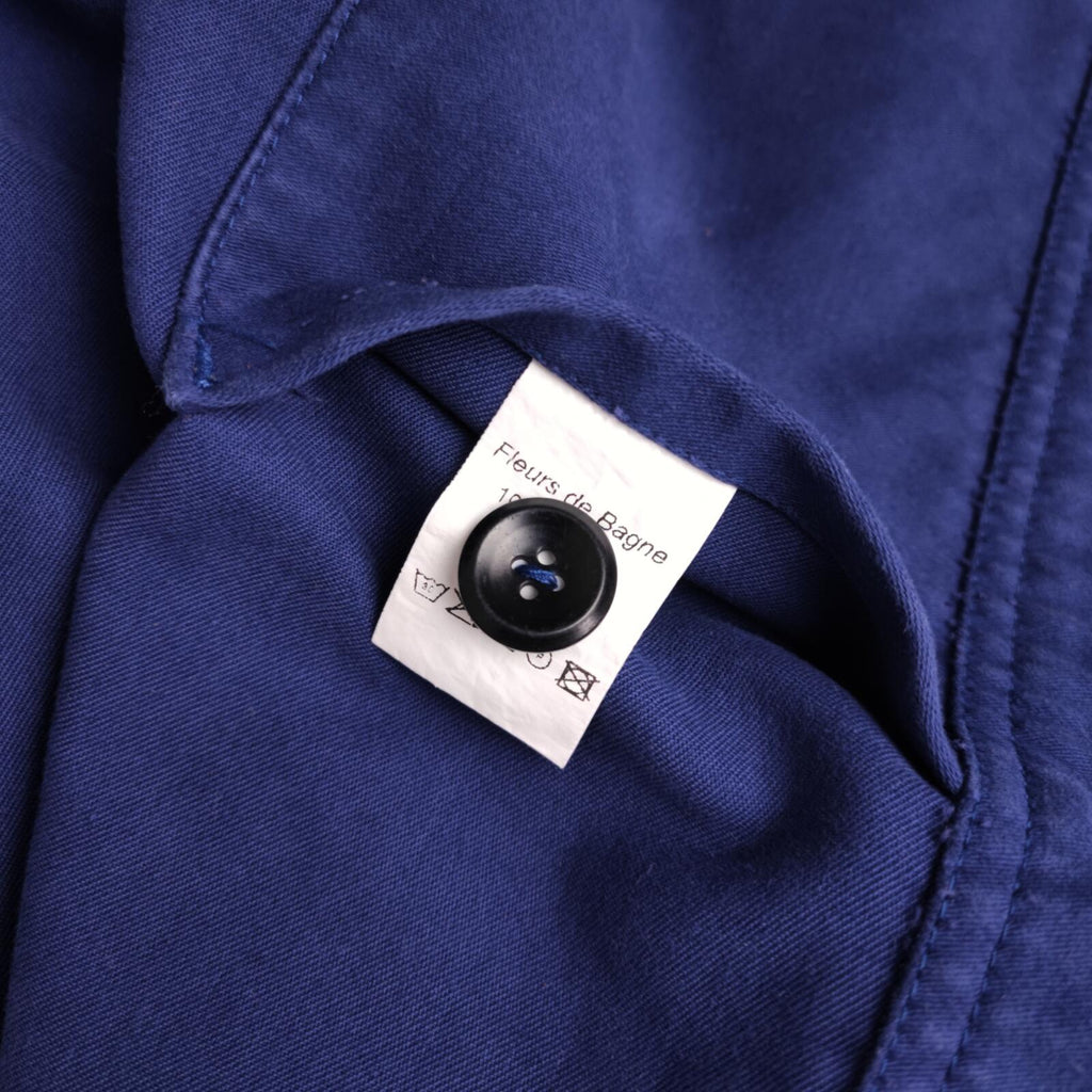 FLEURS DE BAGNE Men's Made in France Blue Heavyweight Moleskin Chore Jacket
