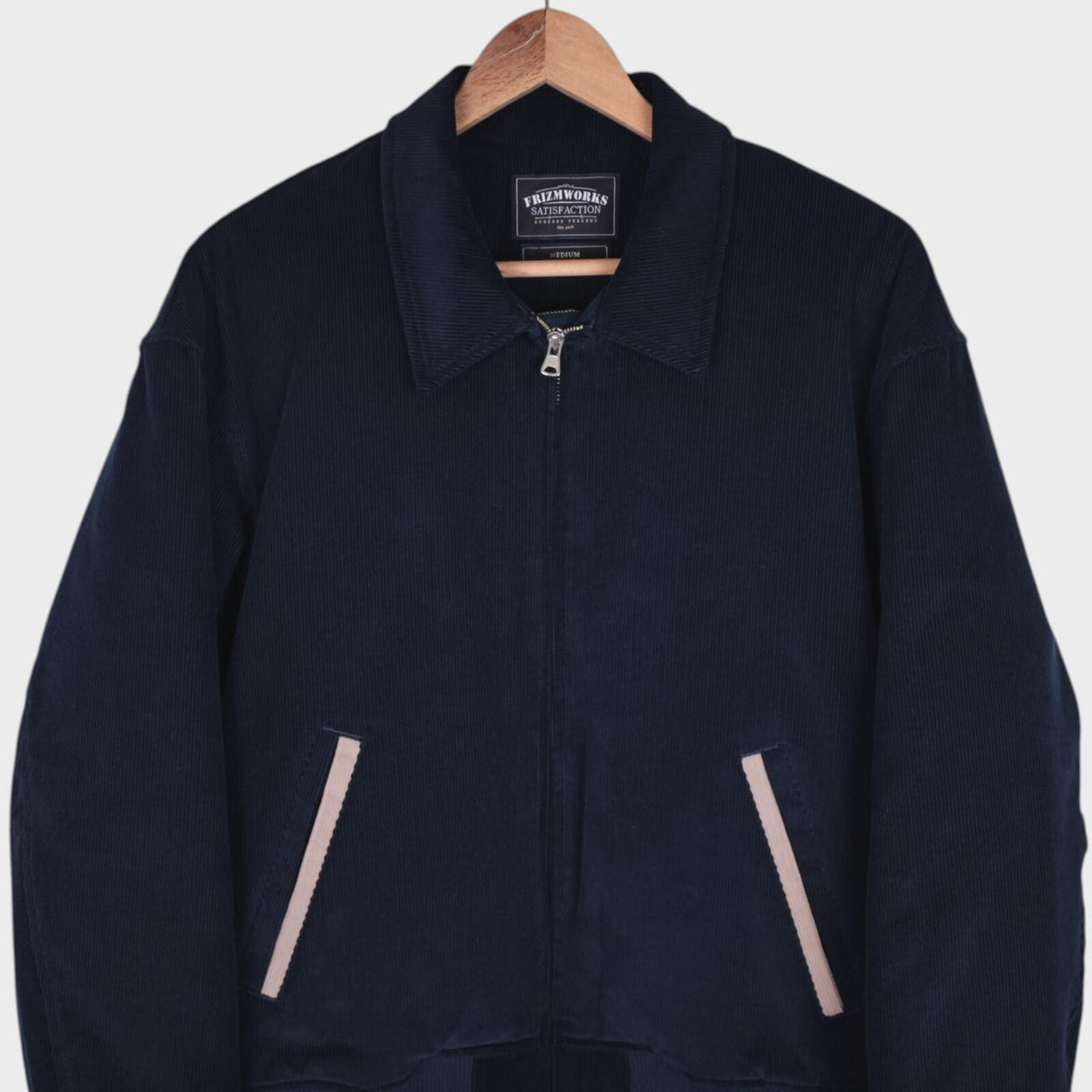 FRIZMWORKS Men's Navy Blue Corduroy Varsity Bomber Jacket