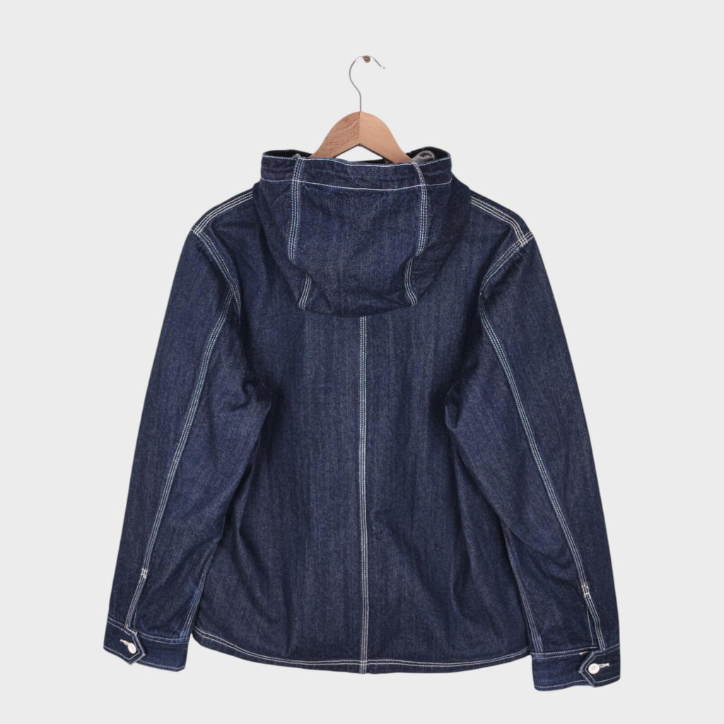 BACK NUMBER Men's Blue Heavyweight Japanese Denim USN Gunners Parka Jacket