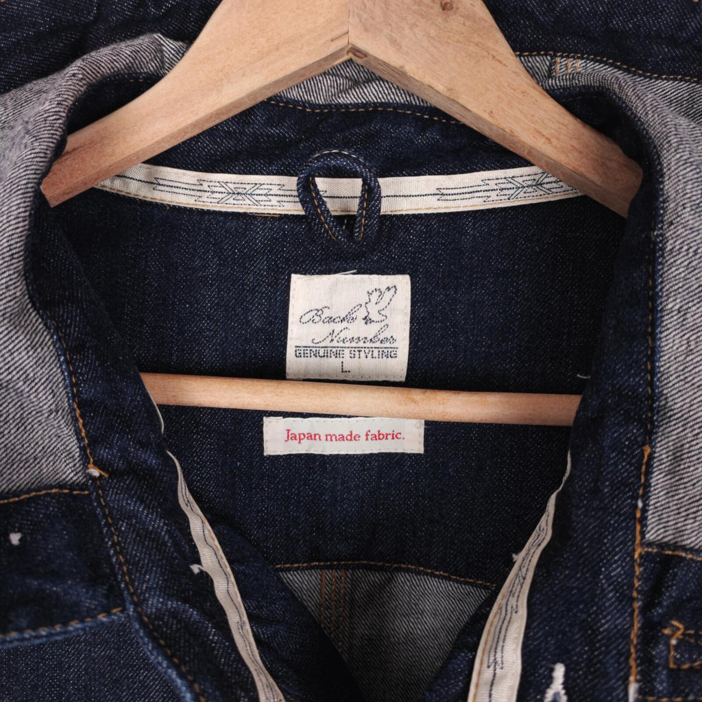 BACK NUMBER Men's Blue Heavyweight Japanese Denim USN Gunners Parka Jacket