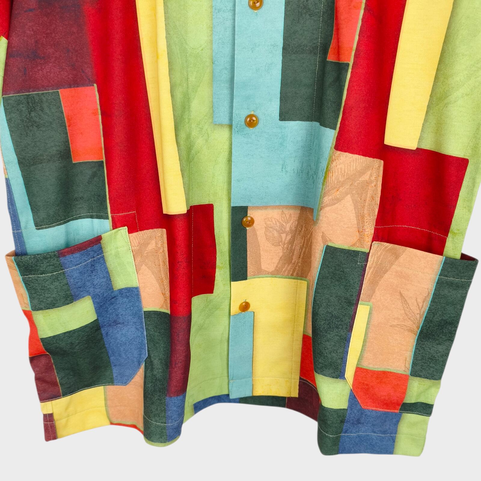 NORBIT BY HIROSHI NOZAWA Men's Multicoloured Geometric Print Aloha Shirt