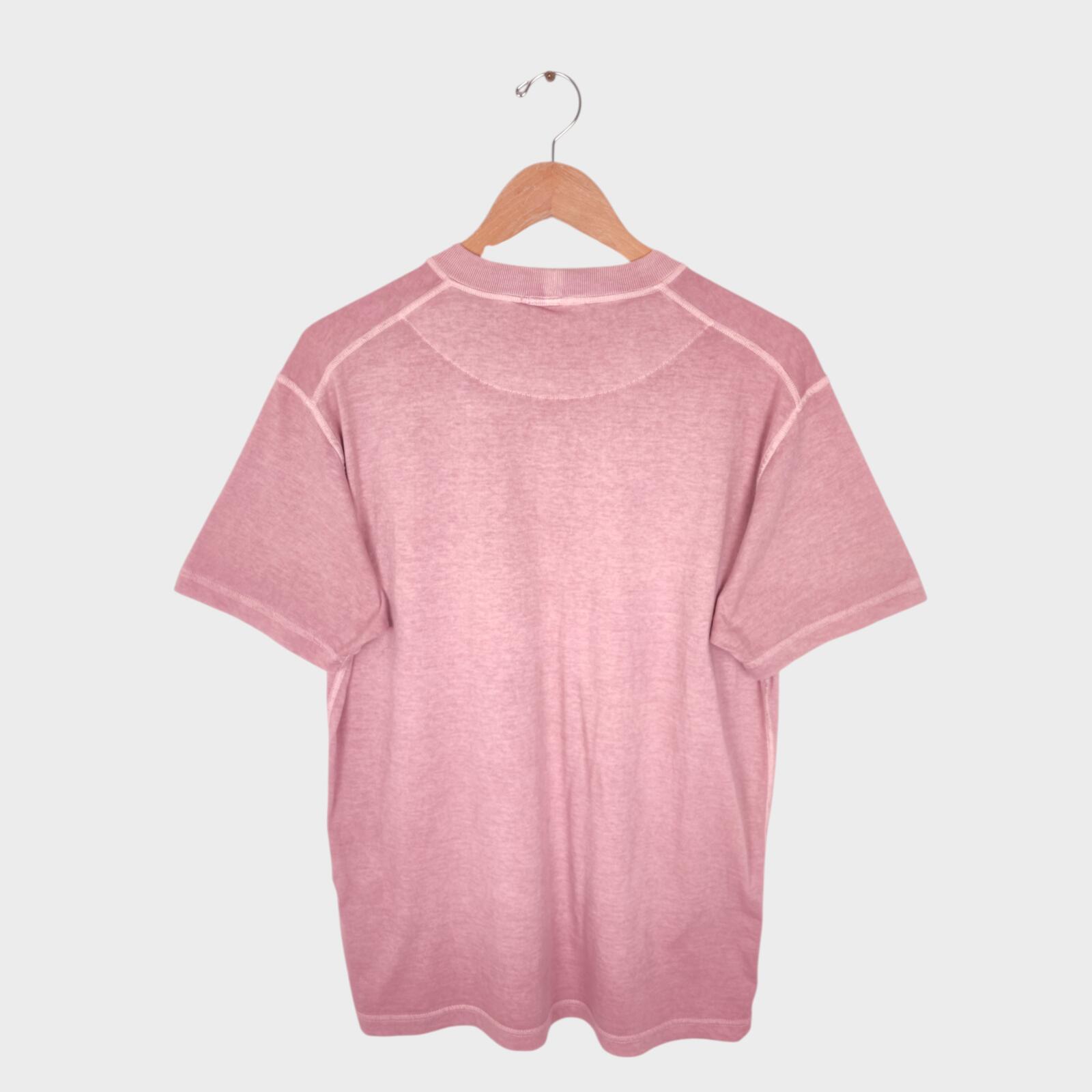 STONE ISLAND Men's Pink Fissato Garment-Dyed Embroidered Badge T-Shirt