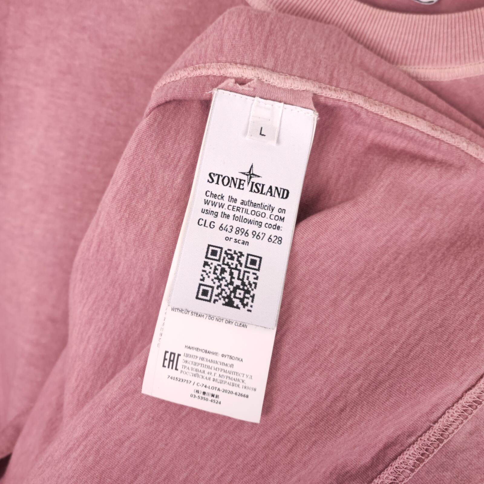 STONE ISLAND Men's Pink Fissato Garment-Dyed Embroidered Badge T-Shirt