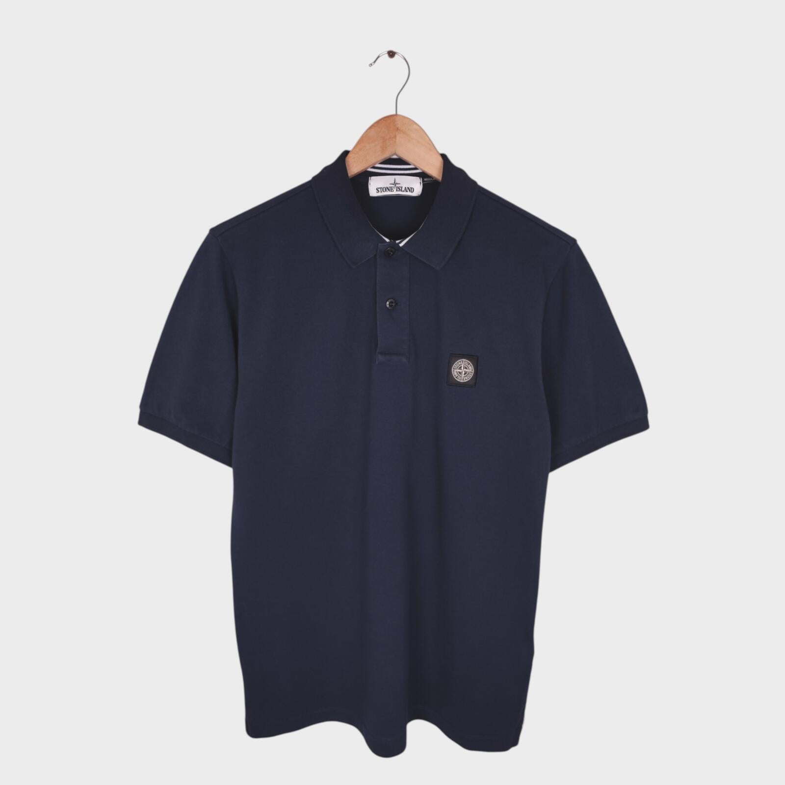STONE ISLAND Men's Navy Blue Compass Badge Regular Fit Polo Shirt