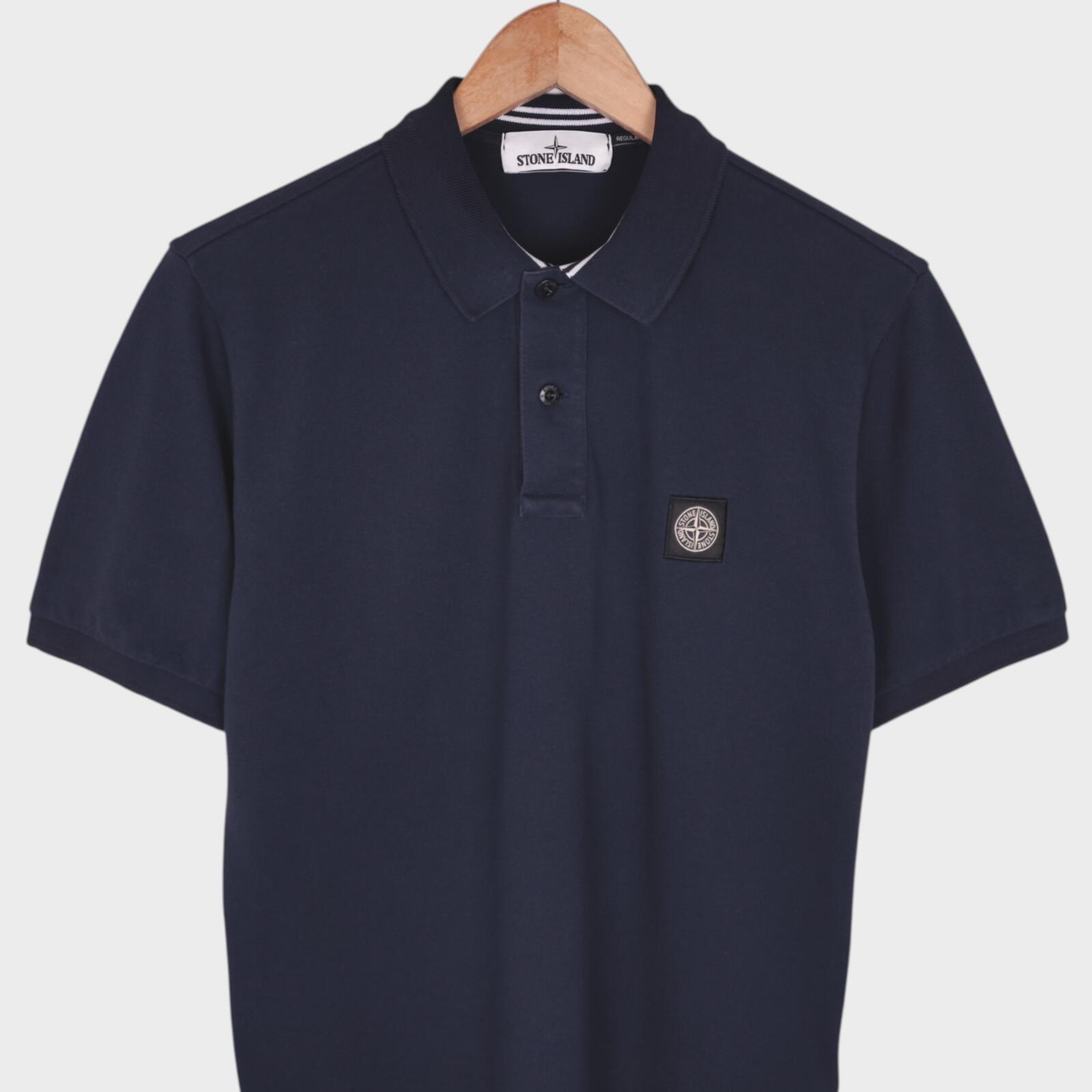 STONE ISLAND Men's Navy Blue Compass Badge Regular Fit Polo Shirt