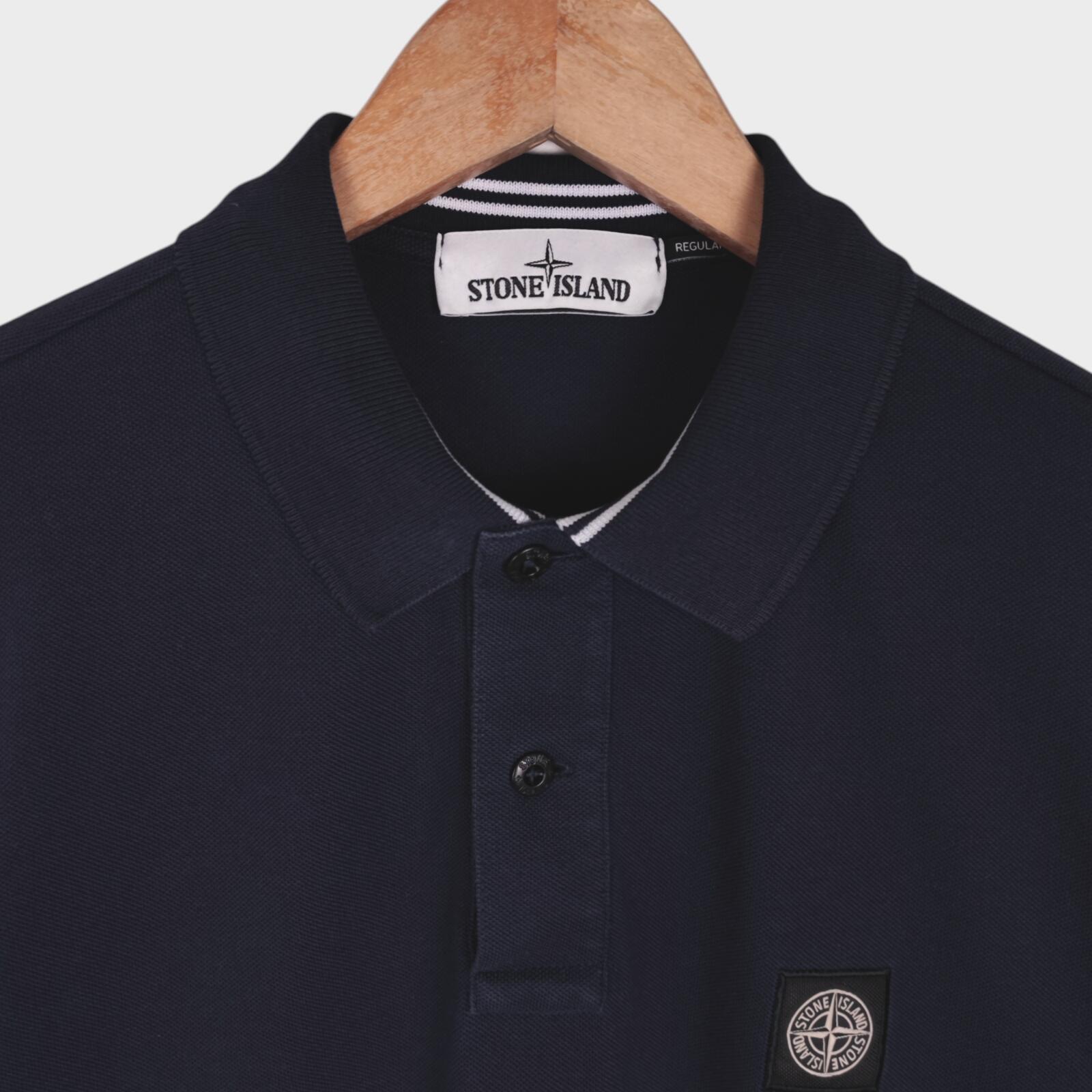 STONE ISLAND Men's Navy Blue Compass Badge Regular Fit Polo Shirt