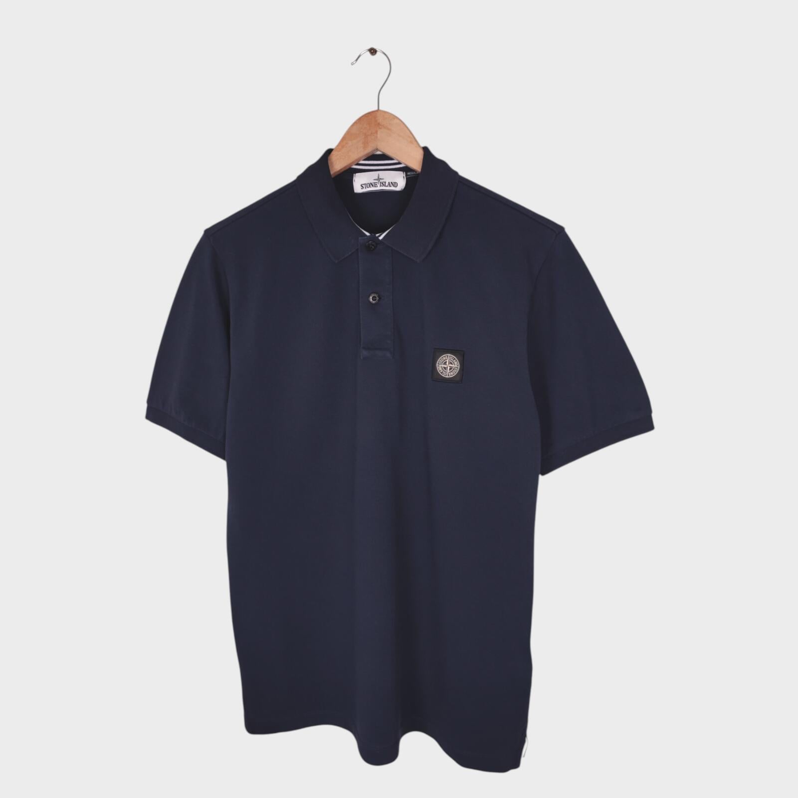 STONE ISLAND Men's Navy Blue Compass Badge Regular Fit Polo Shirt