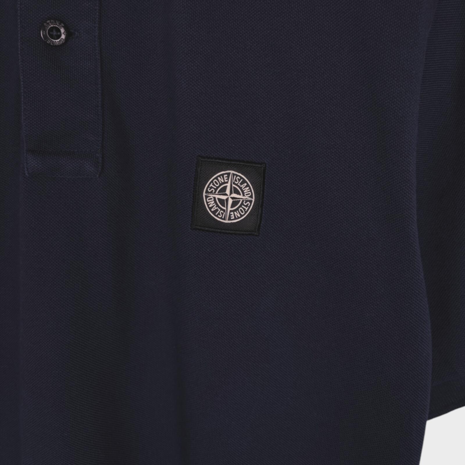 STONE ISLAND Men's Navy Blue Compass Badge Regular Fit Polo Shirt