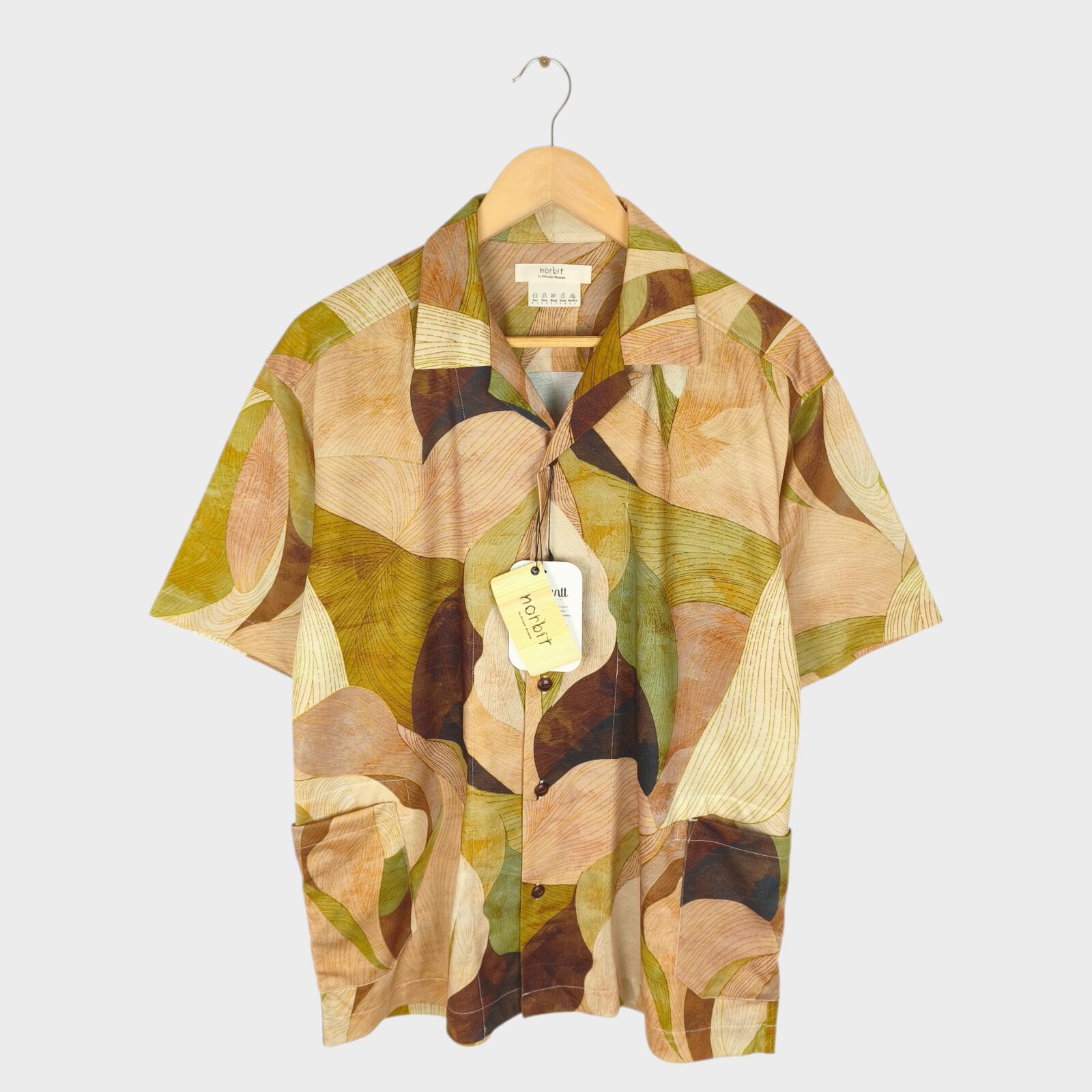 NORBIT BY HIROSHI NOZAWA Men's Leaf Camo Aloha Shirt