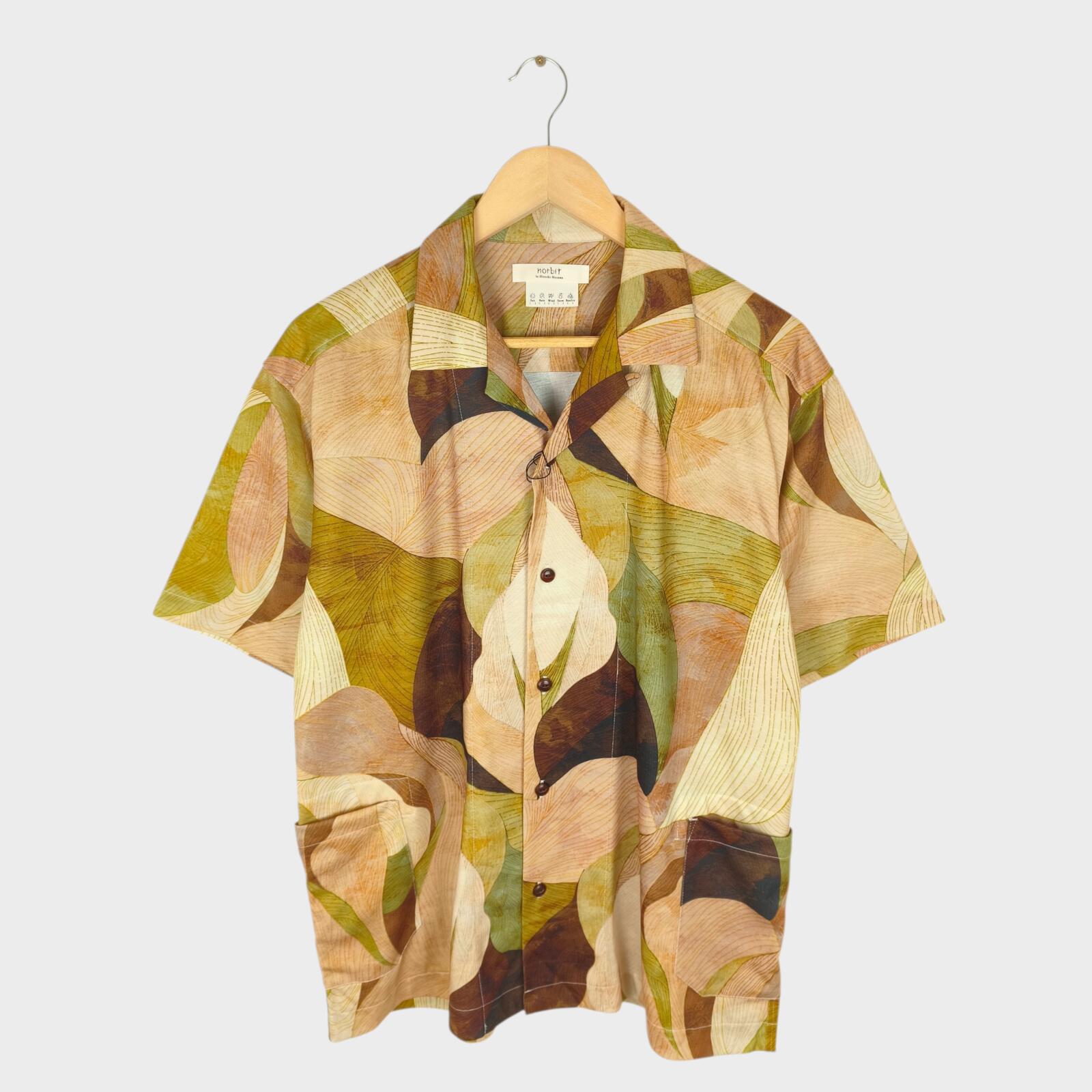 NORBIT BY HIROSHI NOZAWA Men's Leaf Camo Aloha Shirt