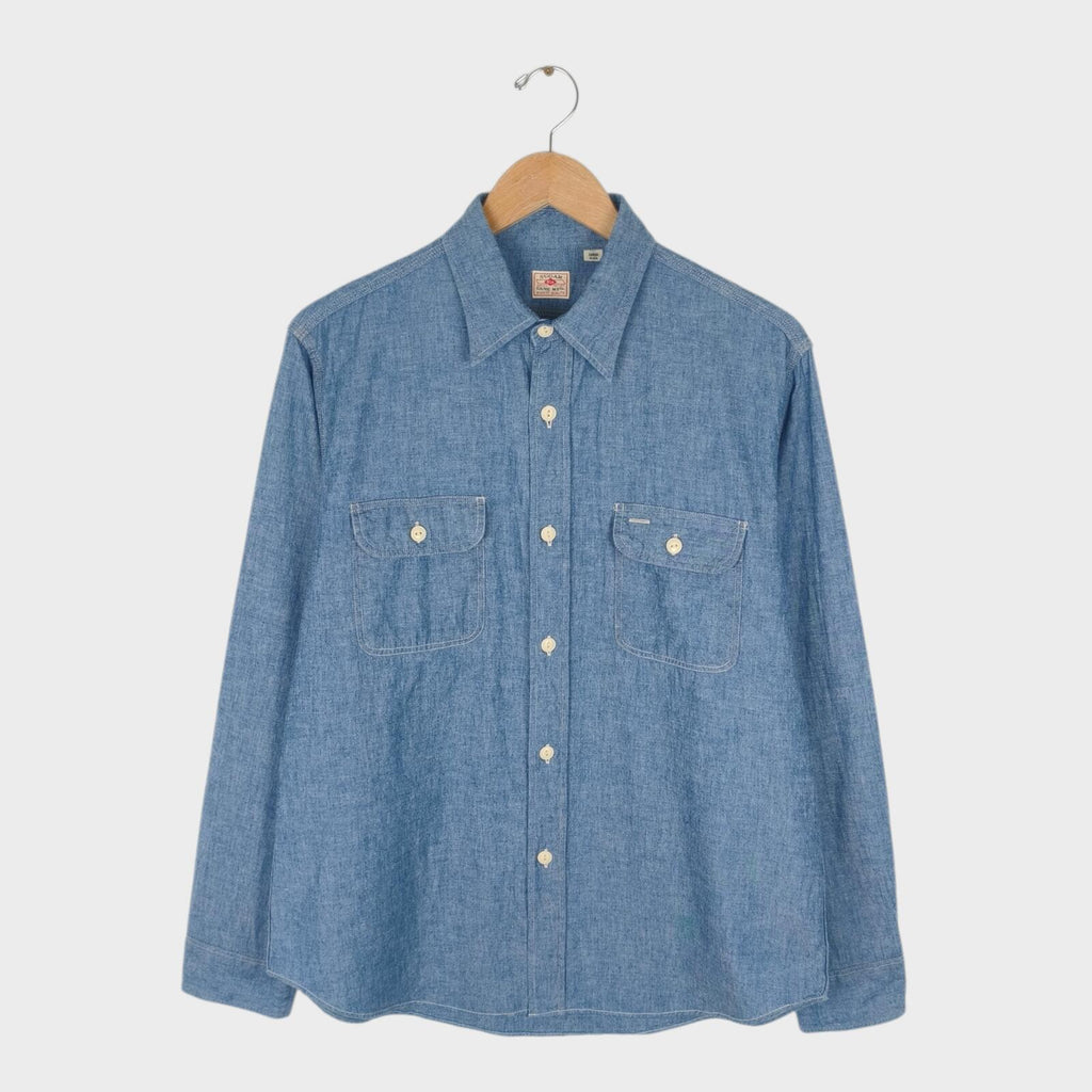 SUGAR CANE Men's Made in Japan Blue Chambray Work Shirt