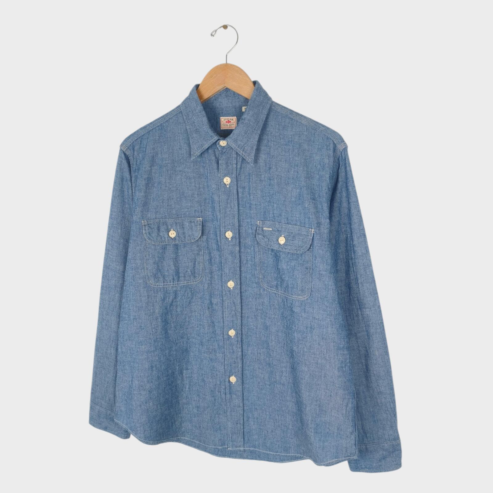 SUGAR CANE Men's Made in Japan Blue Chambray Work Shirt