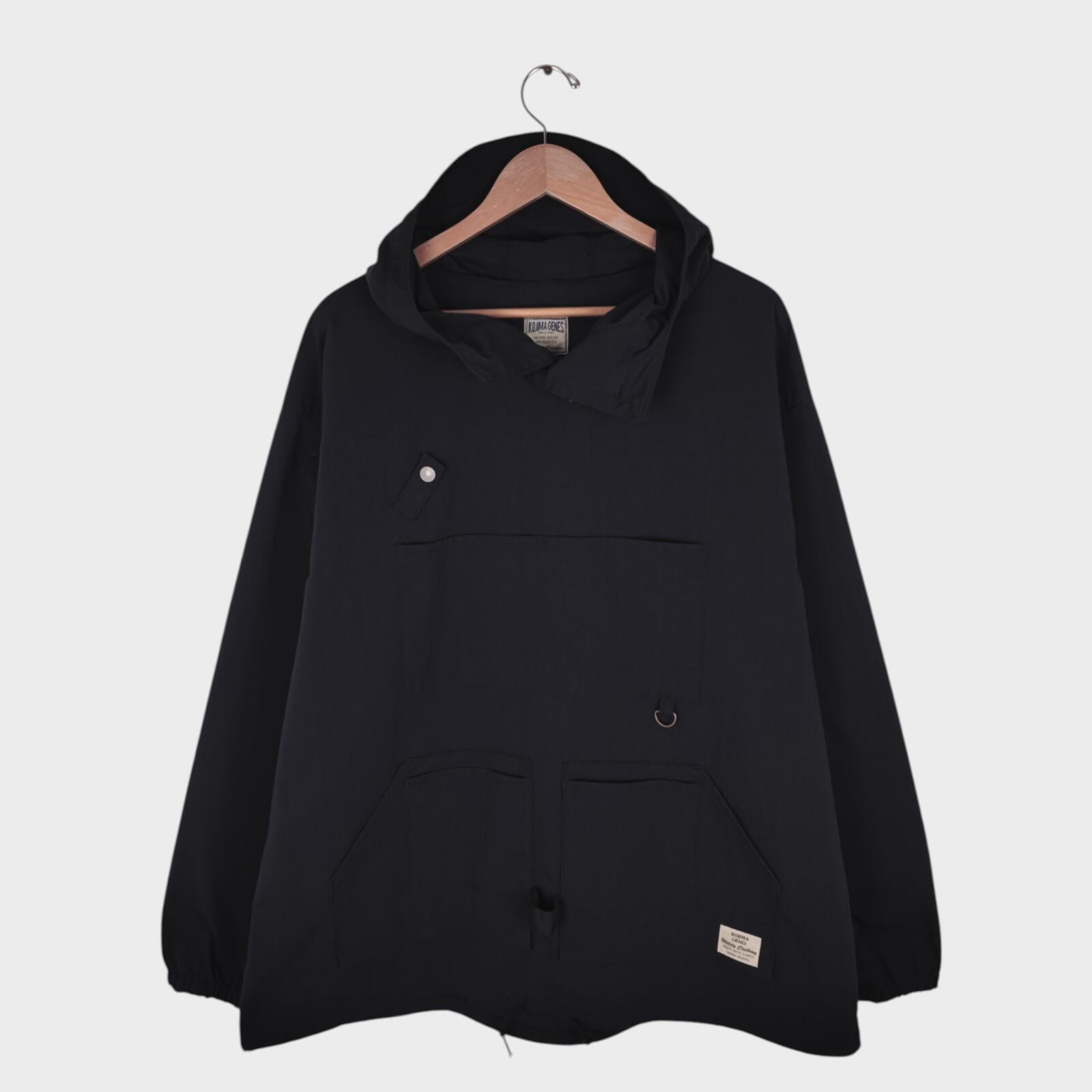 KOJIMA GENES Men's Black Made in Japan Nylon Fisherman Anorak Parka Jacket