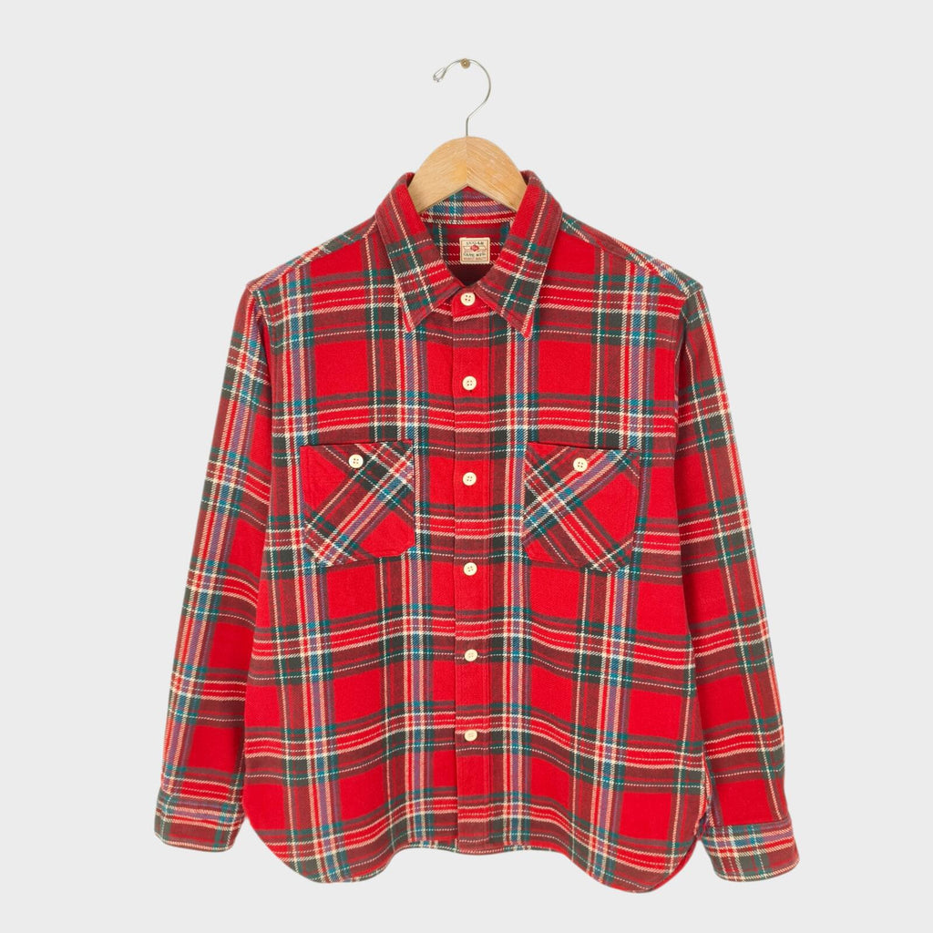 SUGAR CANE Men's Made in Japan Red Checked Flannel Work Shirt