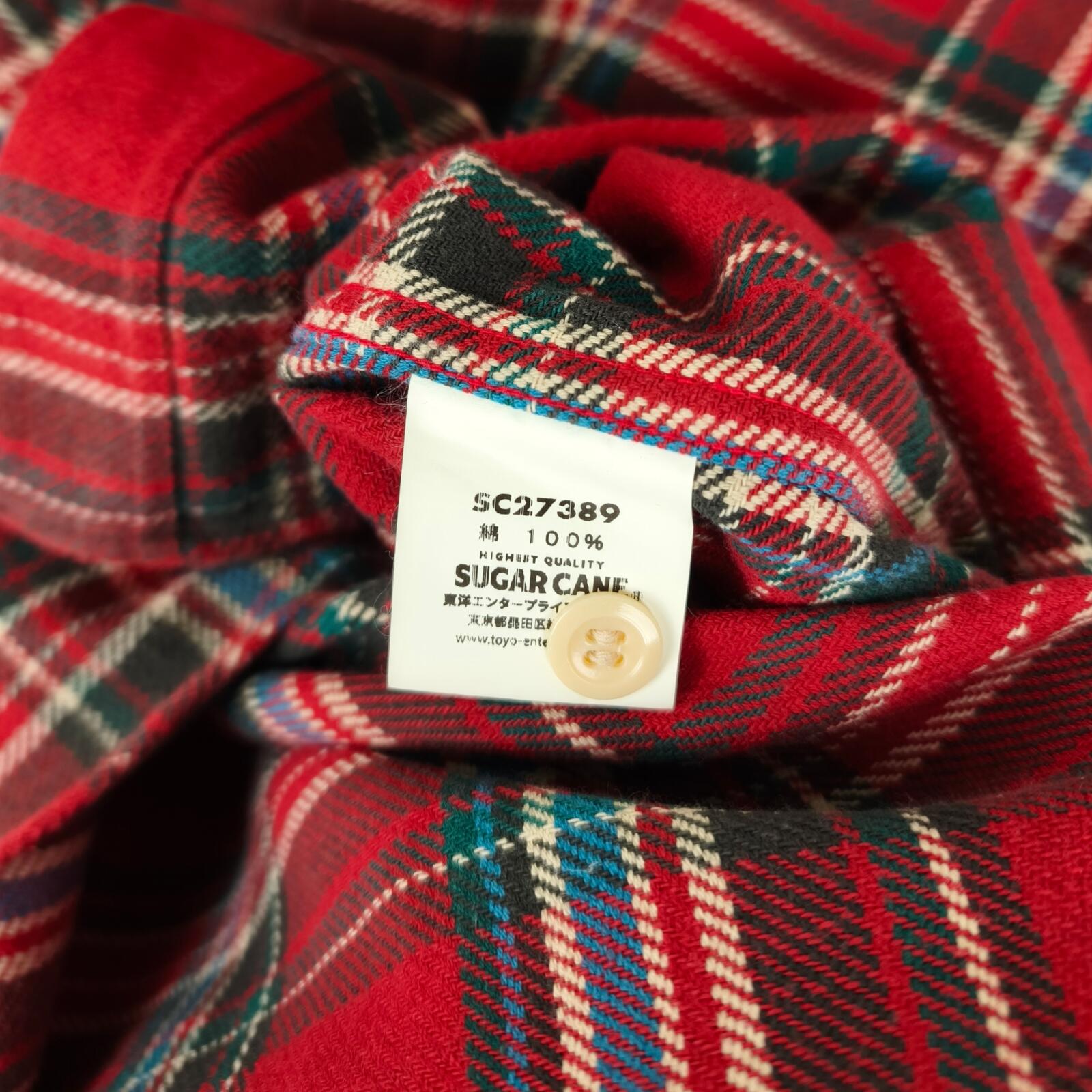 SUGAR CANE Men's Made in Japan Red Checked Flannel Work Shirt