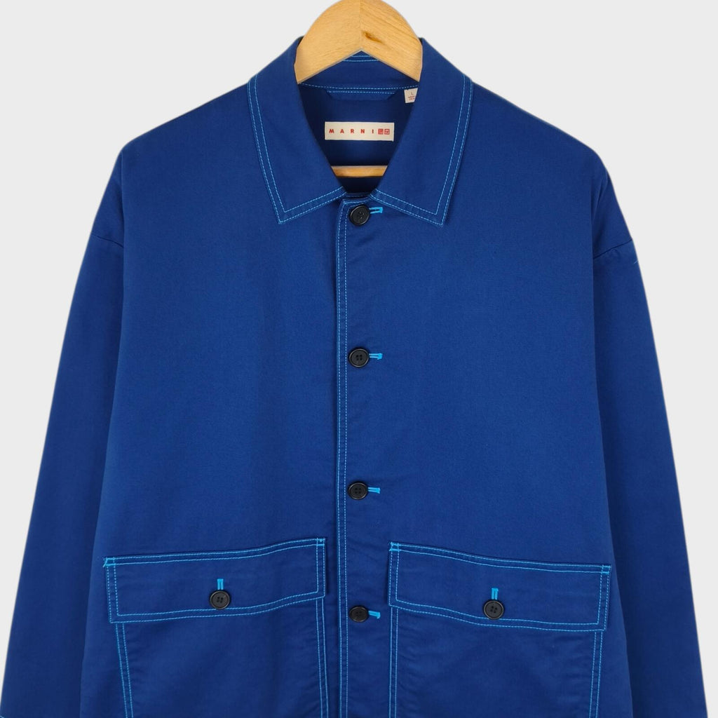 MARNI x UNIQLO Men's Blue Cotton Twill Utility Chore Jacket - Size L