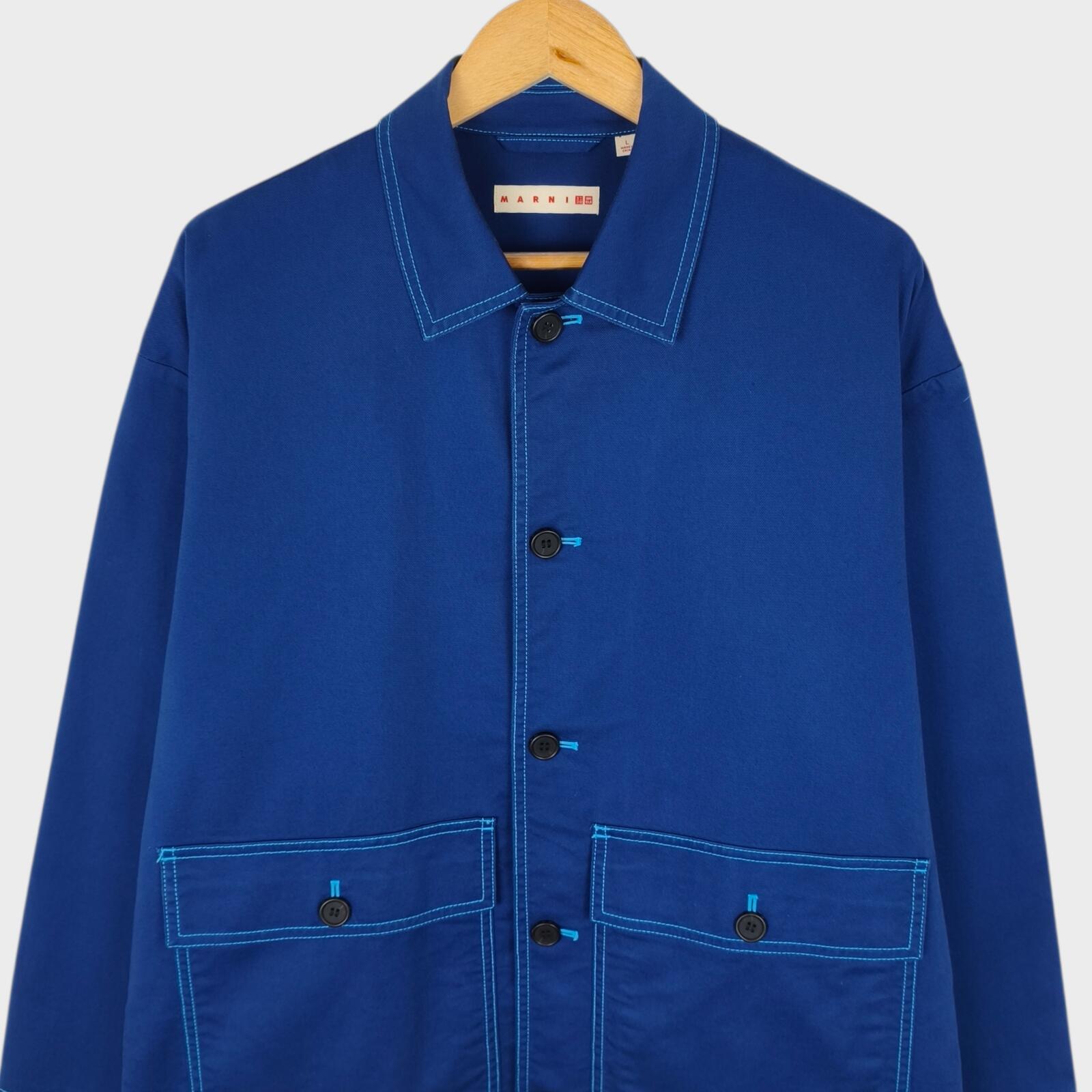 MARNI x UNIQLO Men's Blue Cotton Twill Utility Chore Jacket - Size L