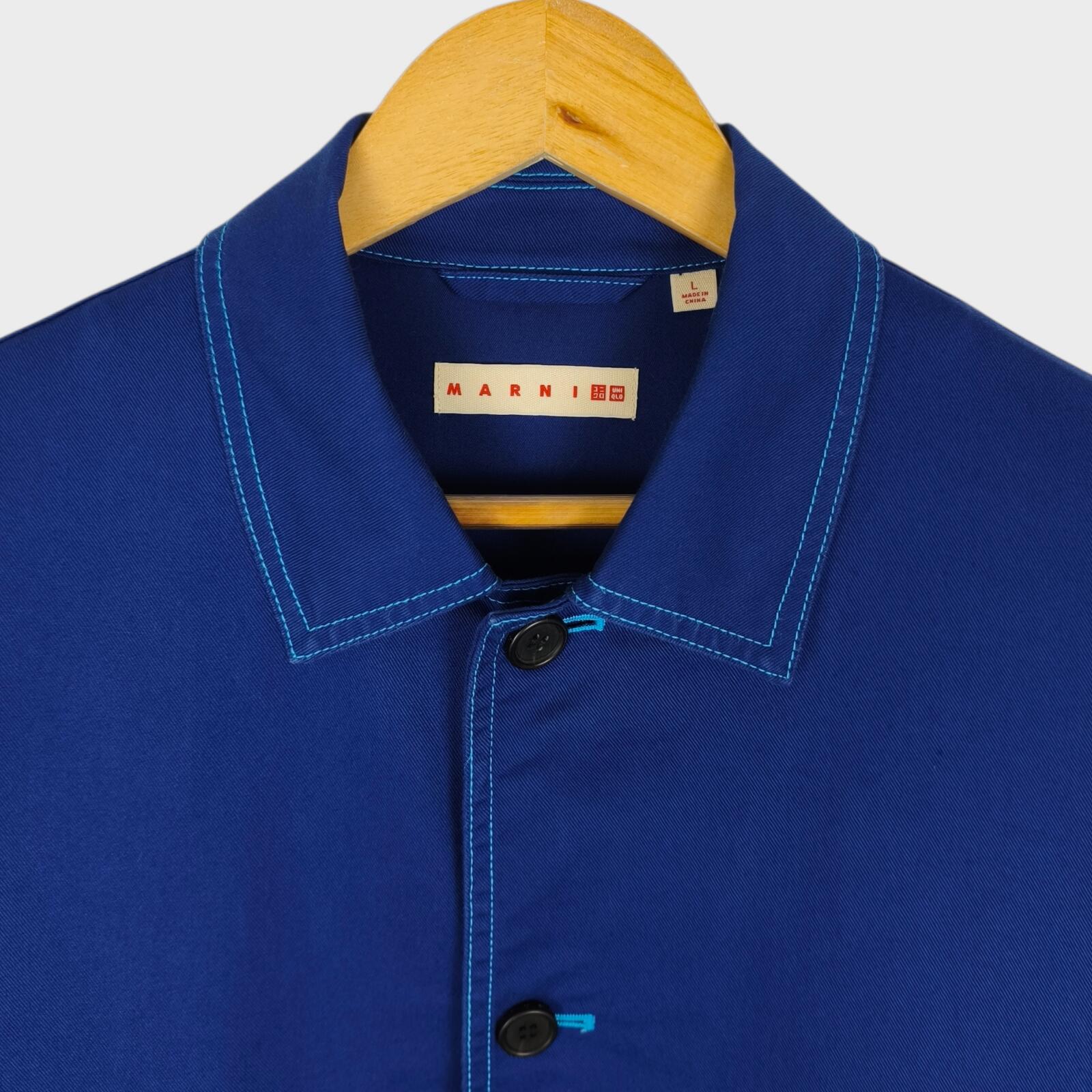 MARNI x UNIQLO Men's Blue Cotton Twill Utility Chore Jacket - Size L