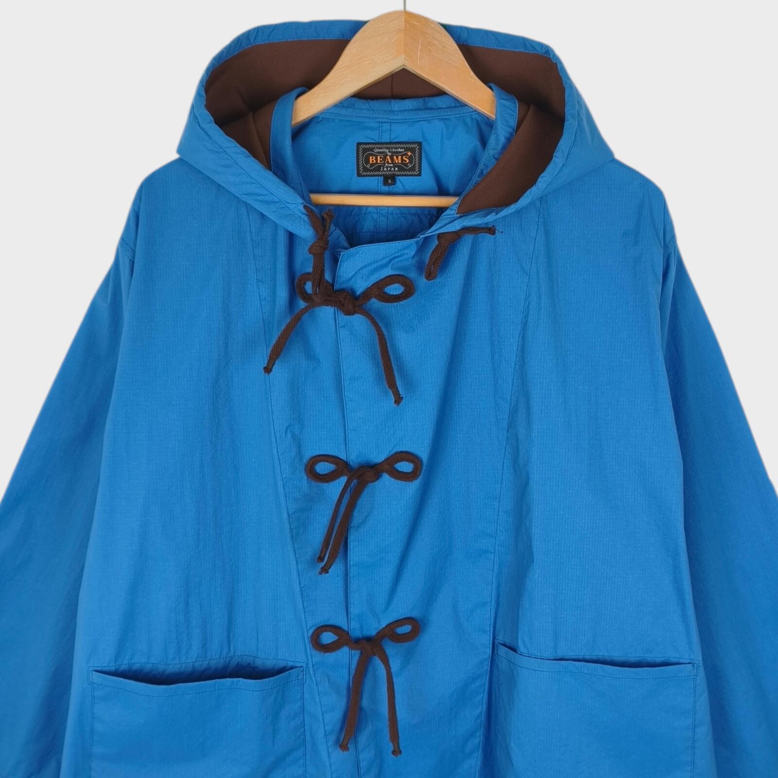 BEAMS PLUS Men's Blue Nylon Military Euro Parka Jacket