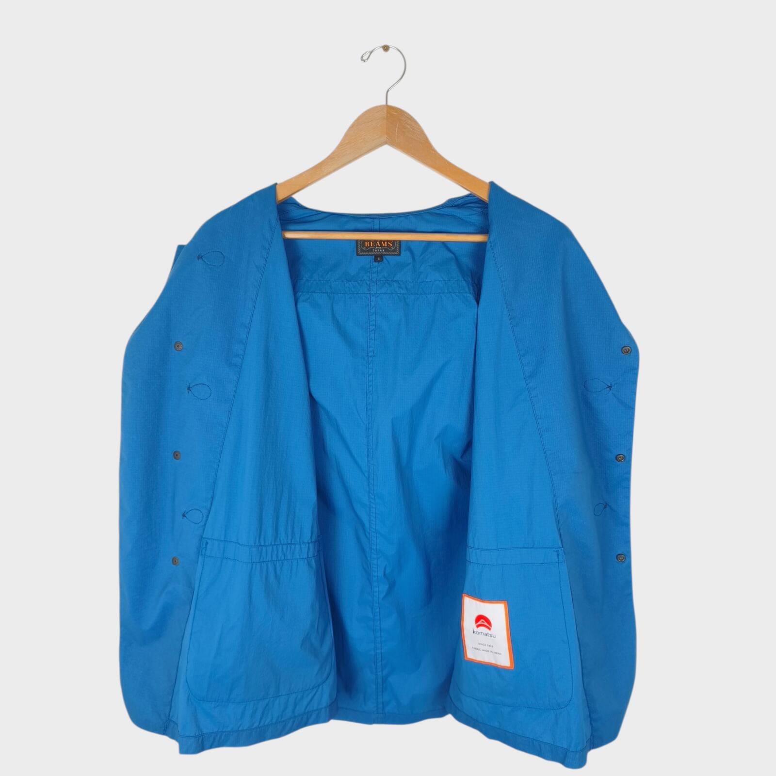 BEAMS PLUS Men's Blue Nylon Military Euro Parka Jacket