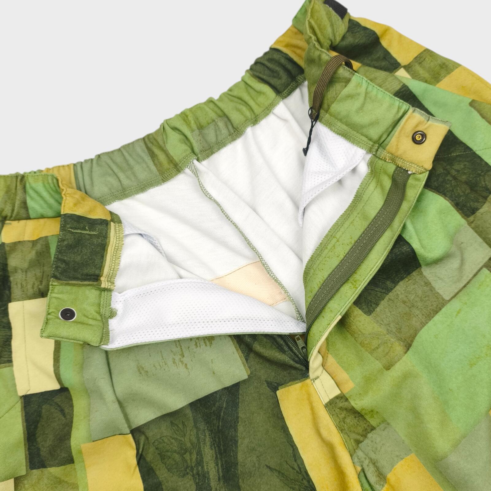 NORBIT BY HIROSHI NOZAWA Men's Green Geometric Print Aloha Shorts
