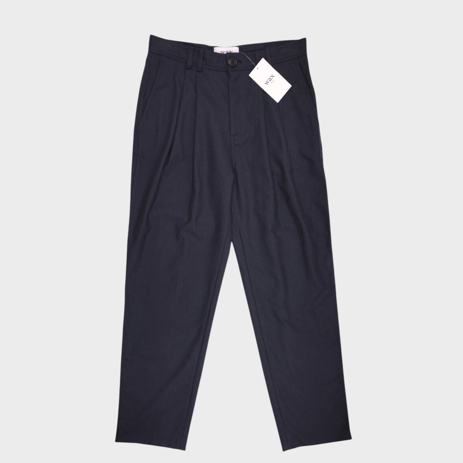 WAX LONDON Men's Dark Grey/Navy Pleated Trousers