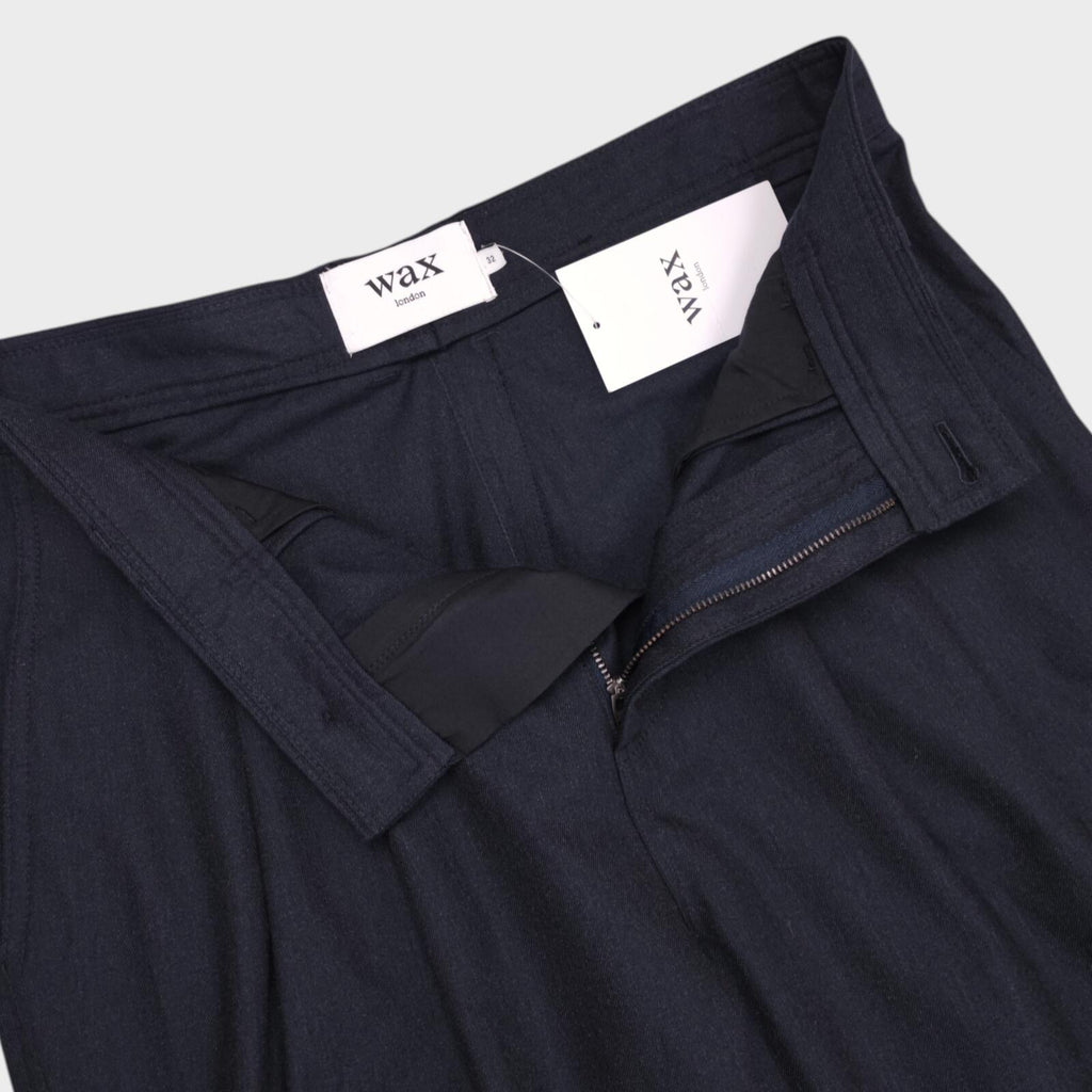 WAX LONDON Men's Dark Grey/Navy Pleated Trousers