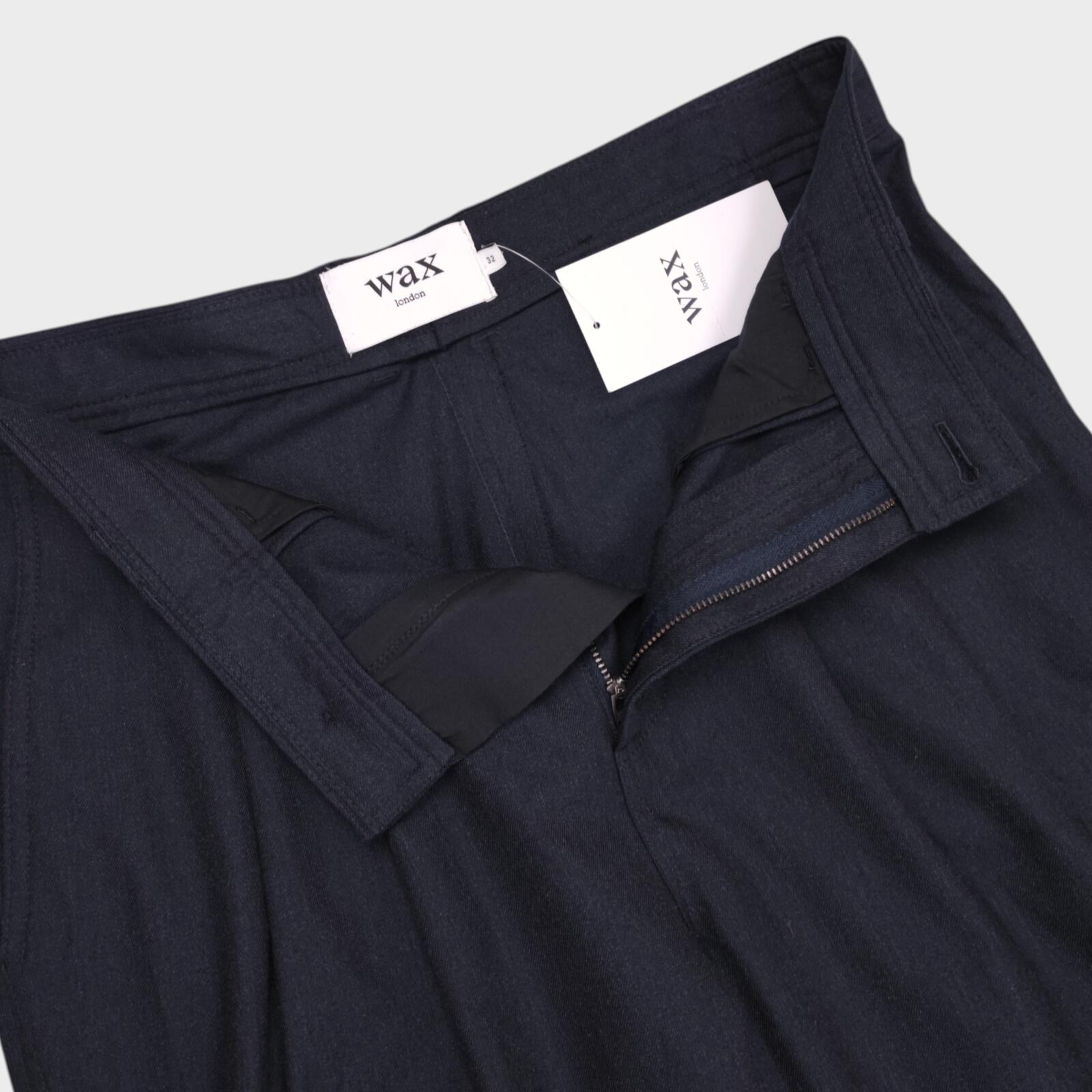 WAX LONDON Men's Dark Grey/Navy Pleated Trousers