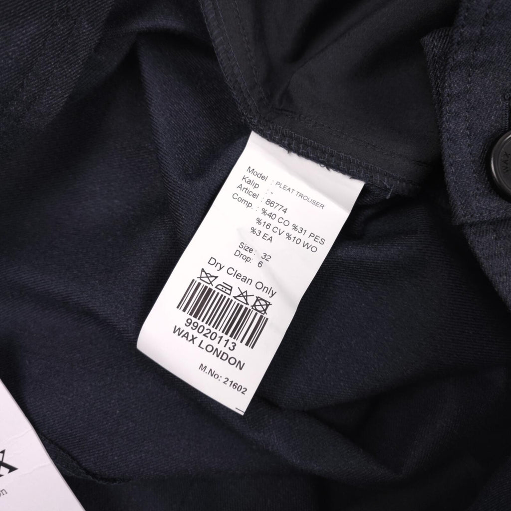 WAX LONDON Men's Dark Grey/Navy Pleated Trousers