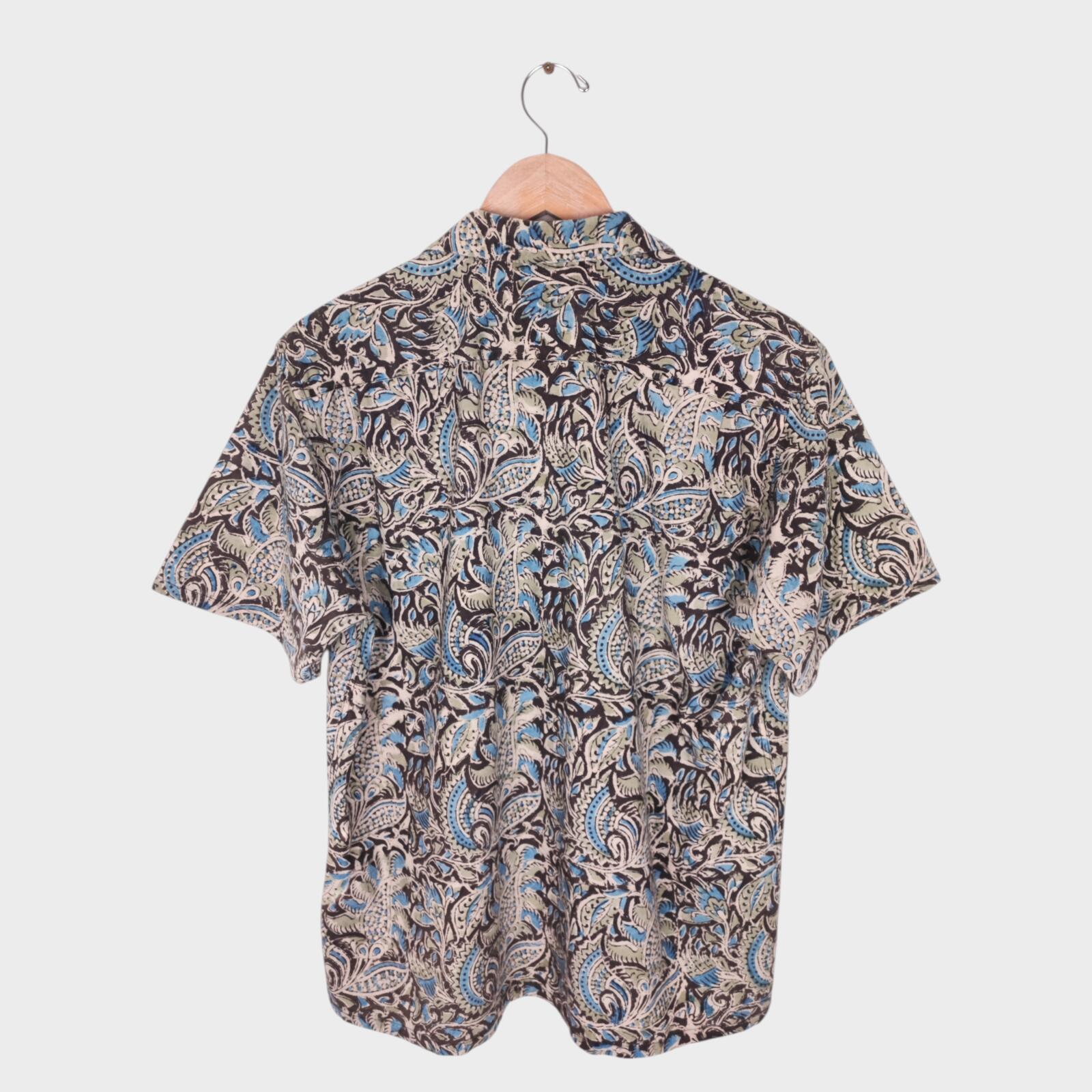 BEAMS PLUS Men's Made in Japan Floral Paisley Print Camp Collar Vacation Shirt