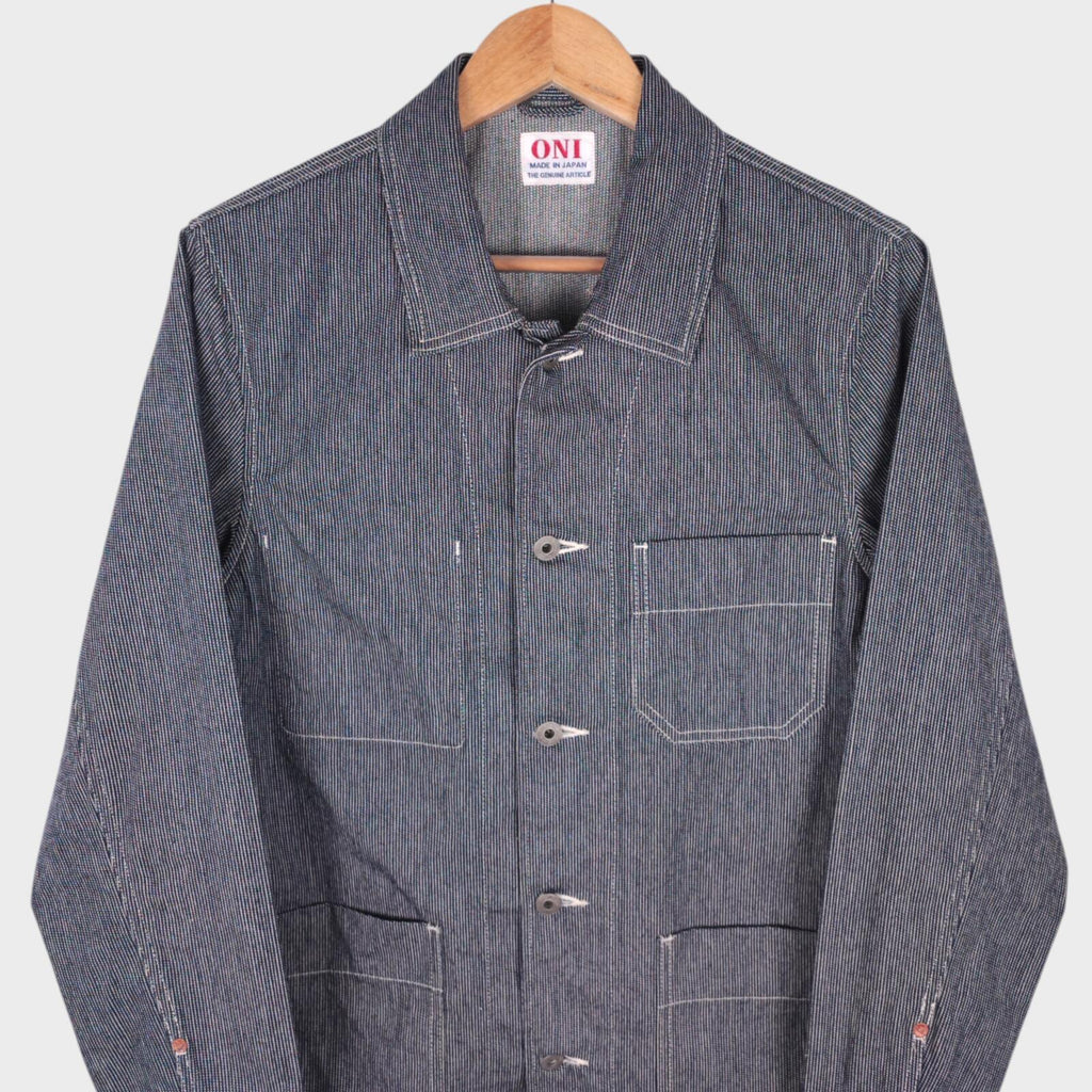 ONI DENIM Men's Made in Japan Pinhed Stripe Chore Jacket