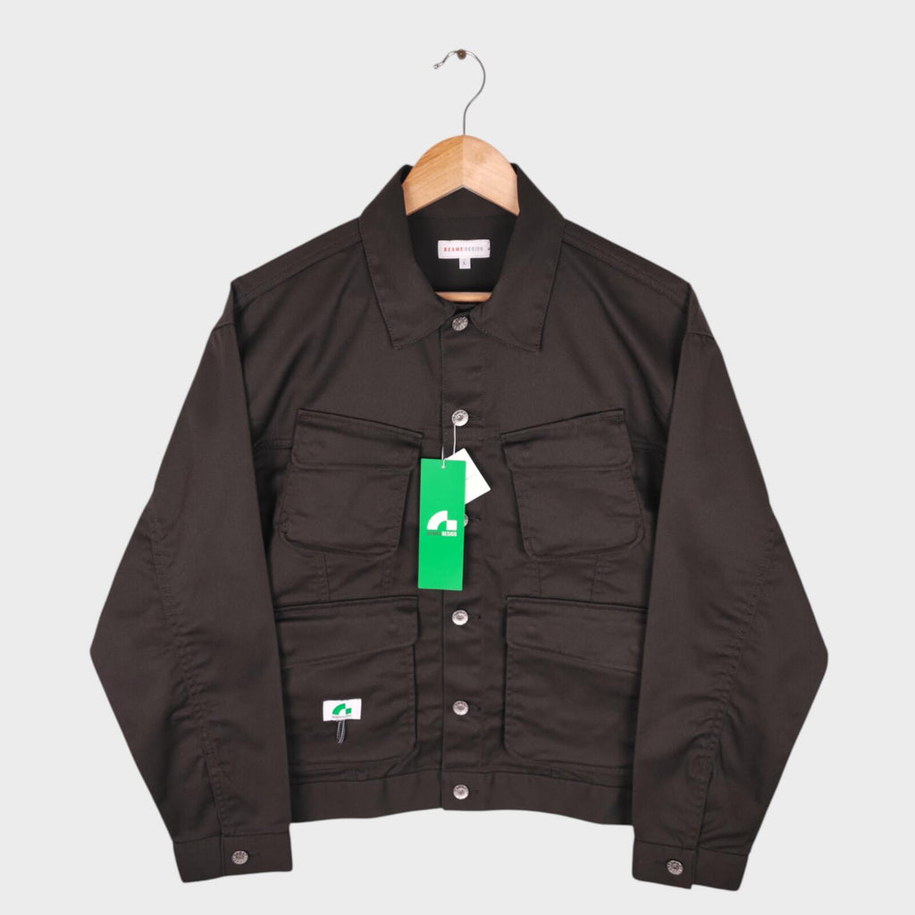 BEAMS Men's Dark Brown Cropped Utility Chore Jacket