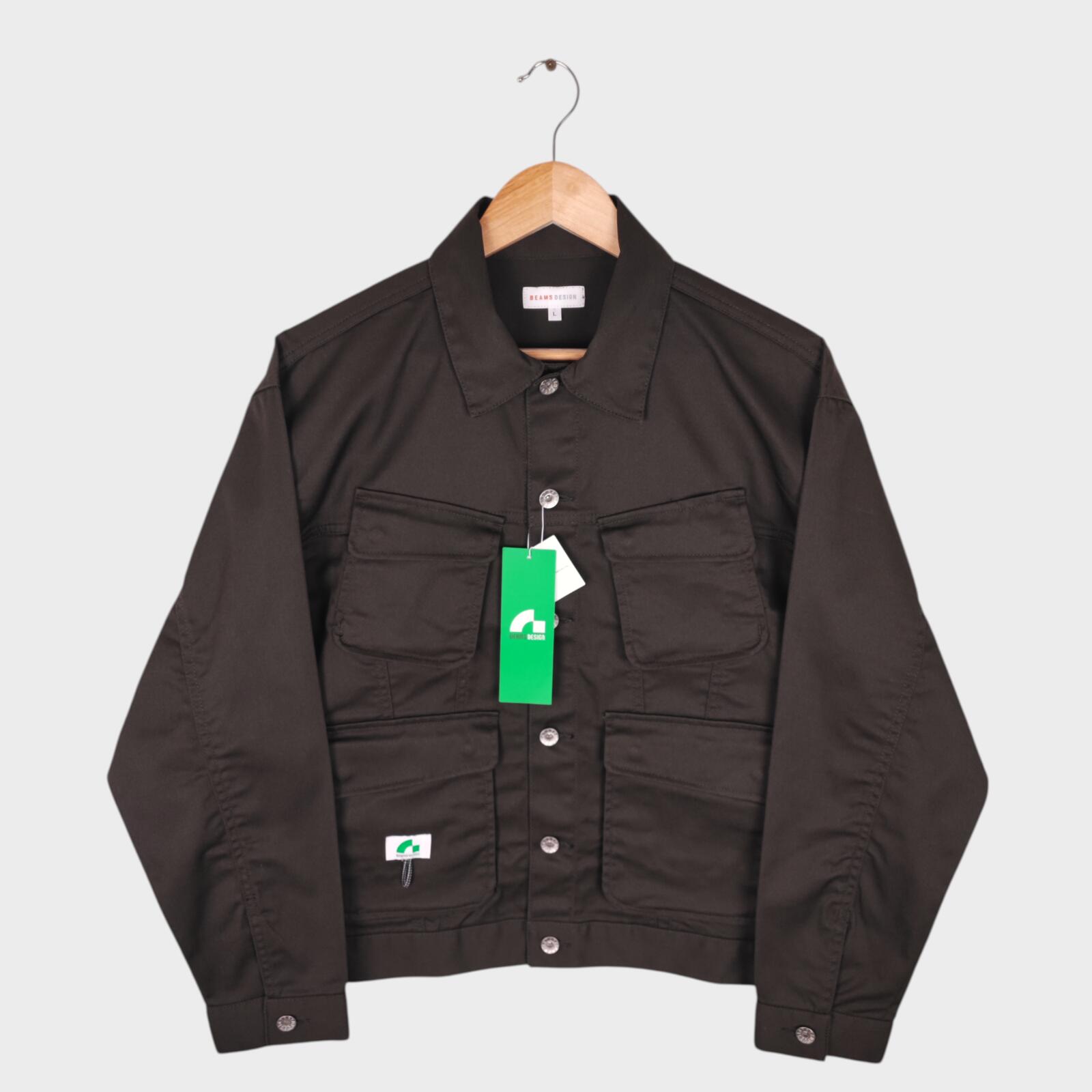 BEAMS Men's Dark Brown Cropped Utility Chore Jacket