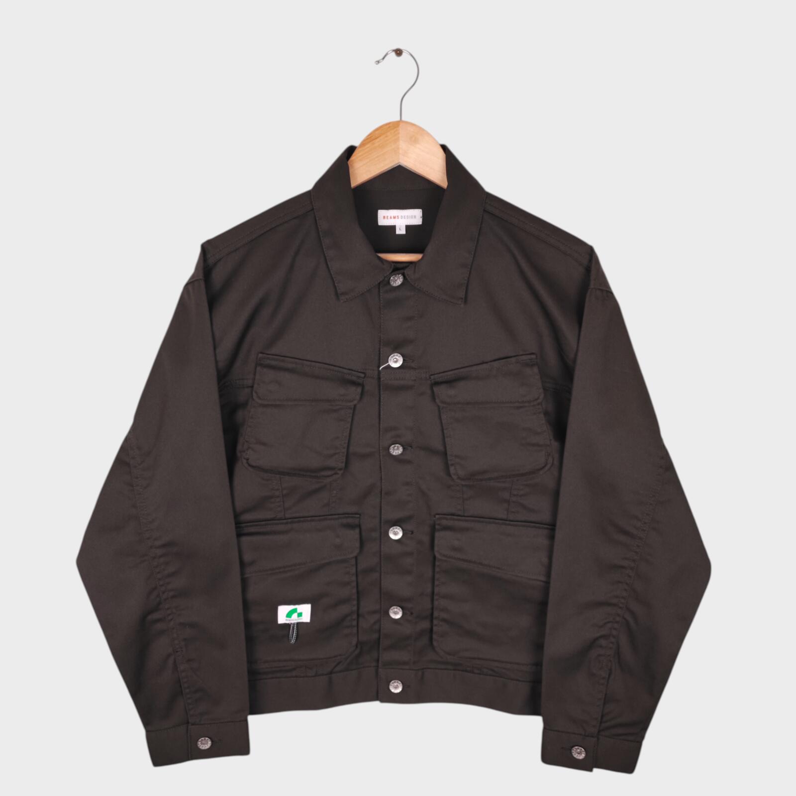 BEAMS Men's Dark Brown Cropped Utility Chore Jacket