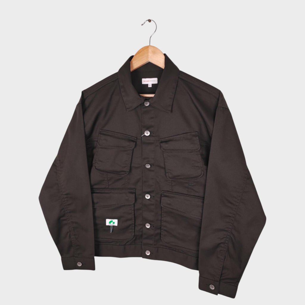 BEAMS Men's Dark Brown Cropped Utility Chore Jacket