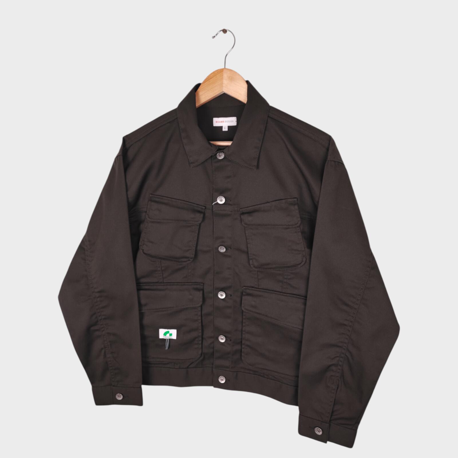 BEAMS Men's Dark Brown Cropped Utility Chore Jacket